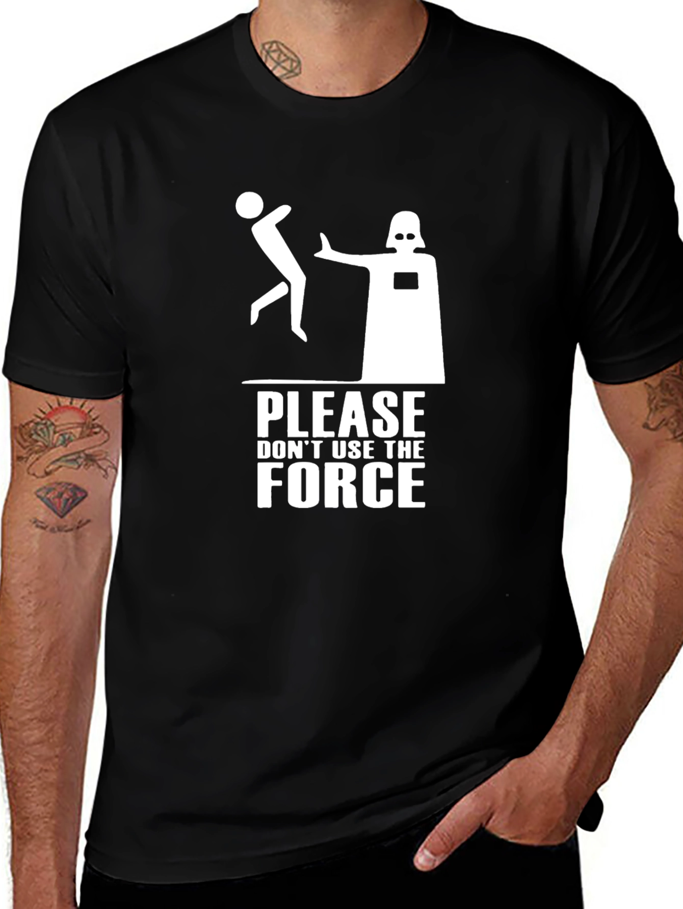 Star Wars Please Don't Use The Force Black T-Shirt