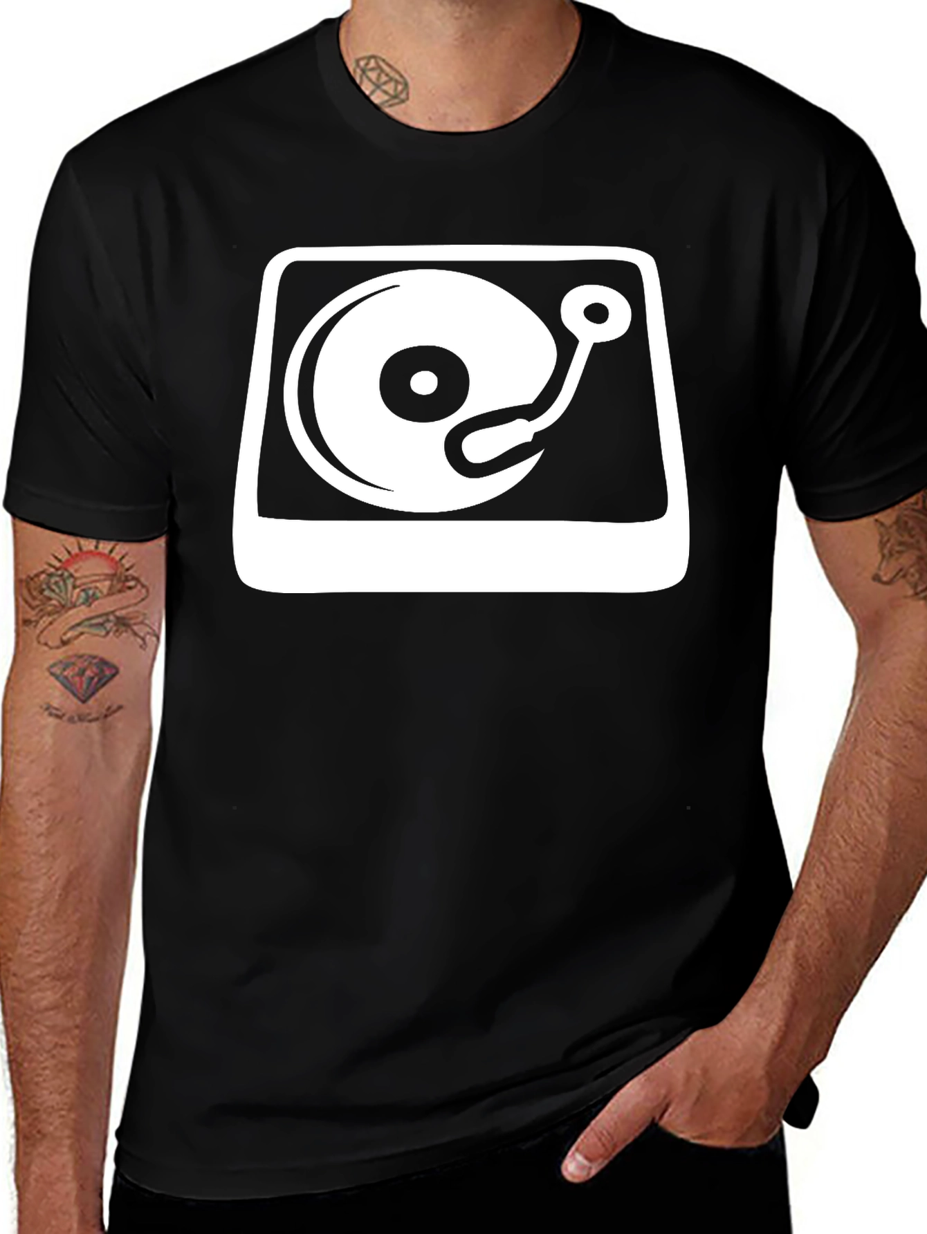 Variant 19 of DJ Turntable Graphic Tee - Black Cotton Blend