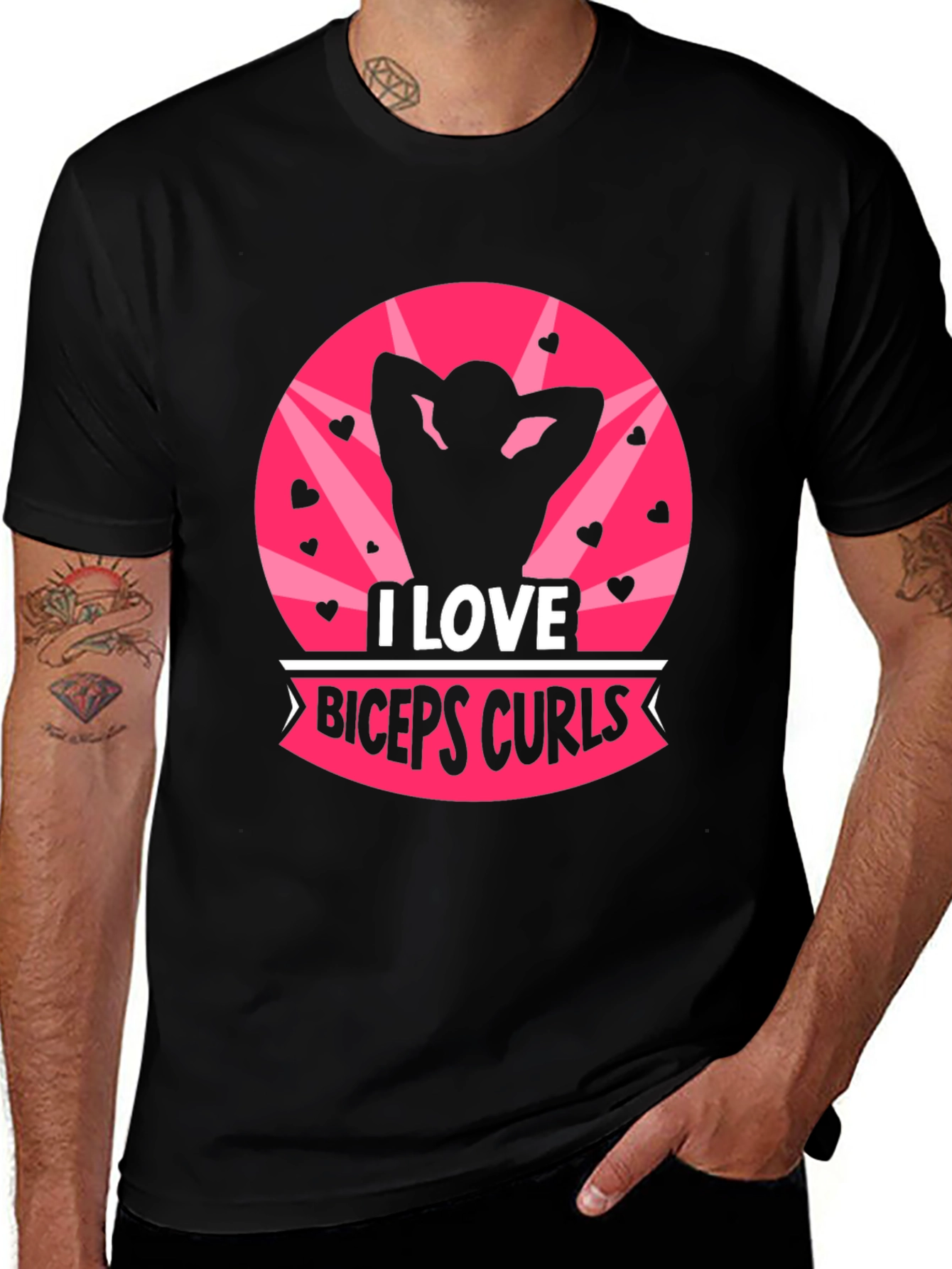 I Love Biceps Curls Graphic T-Shirt - Workout Apparel