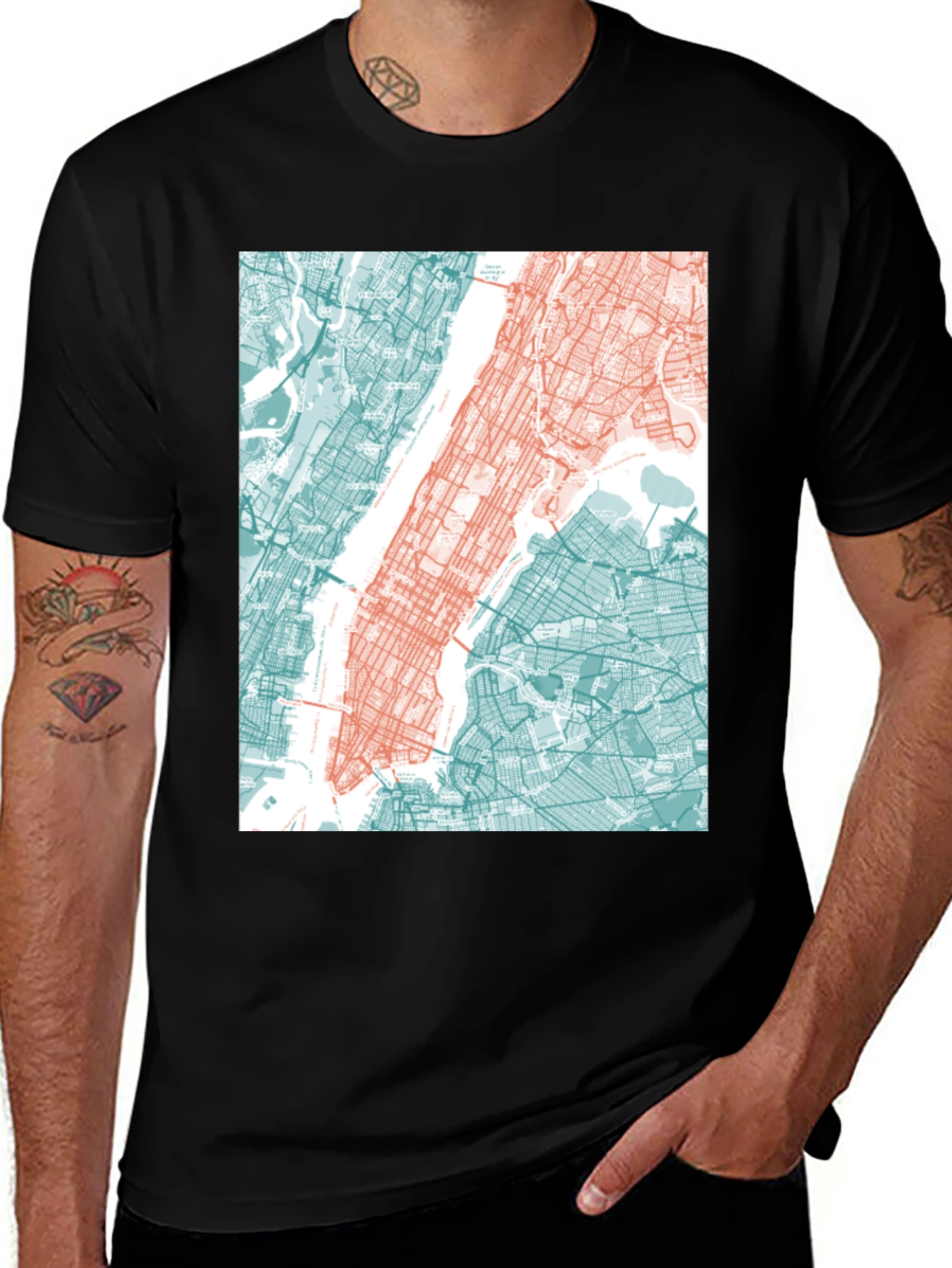 Variant 11 of NYC Map Graphic Tee - Stylish Urban Design