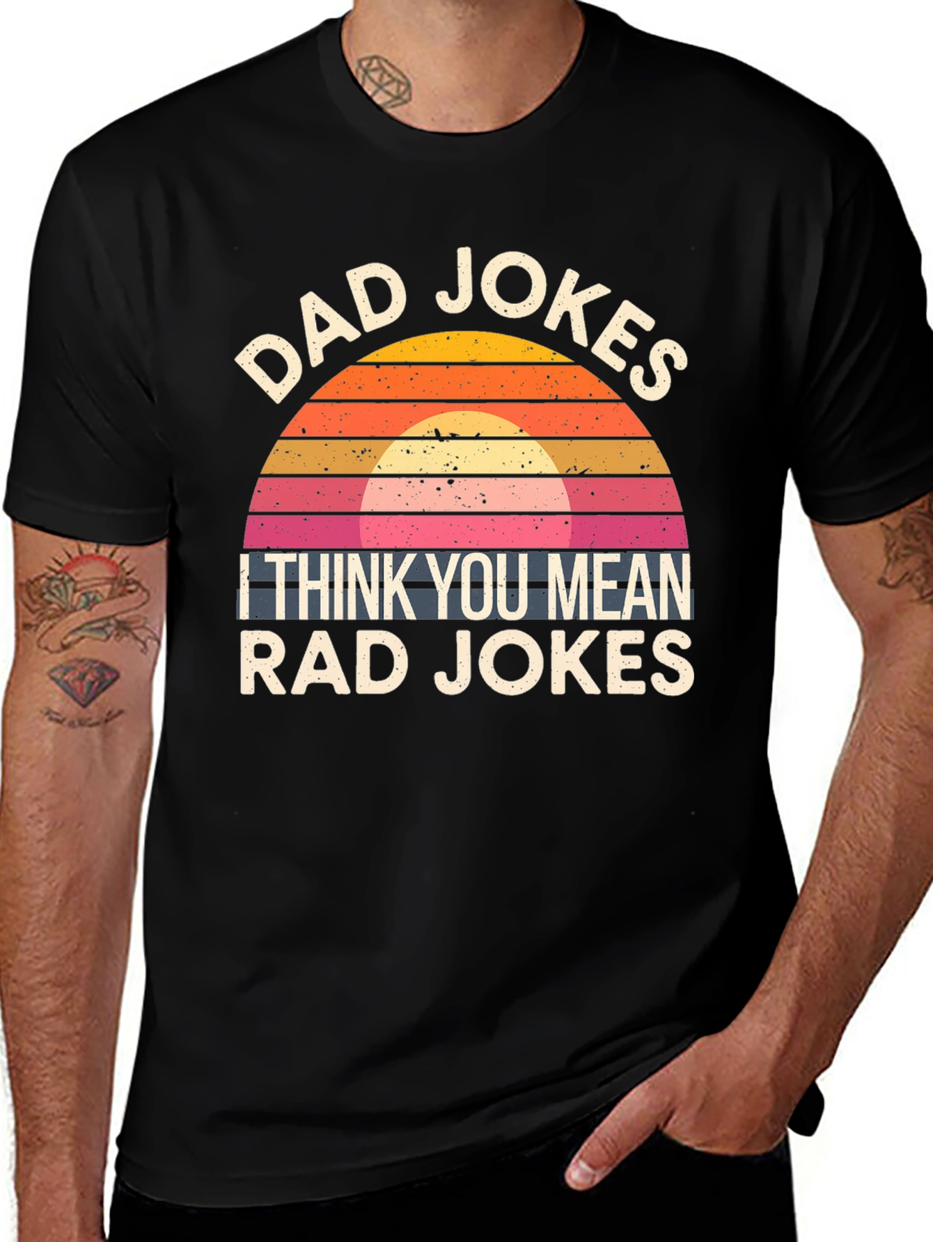 Variant 8 of Dad Jokes Rad Jokes T-Shirt Retro Sunset