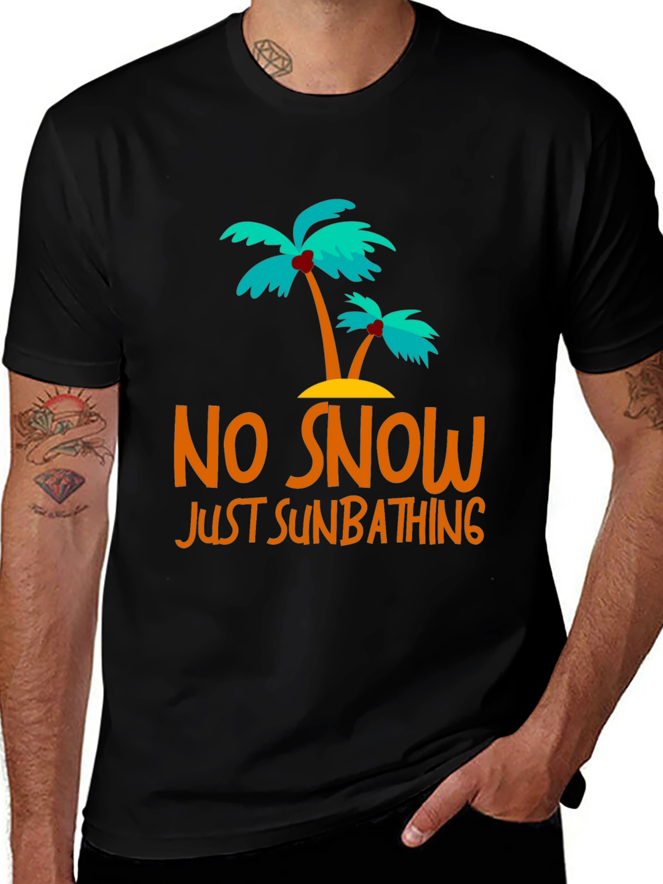 No Snow Just Sunbathing Palm Tree Graphic T-Shirt