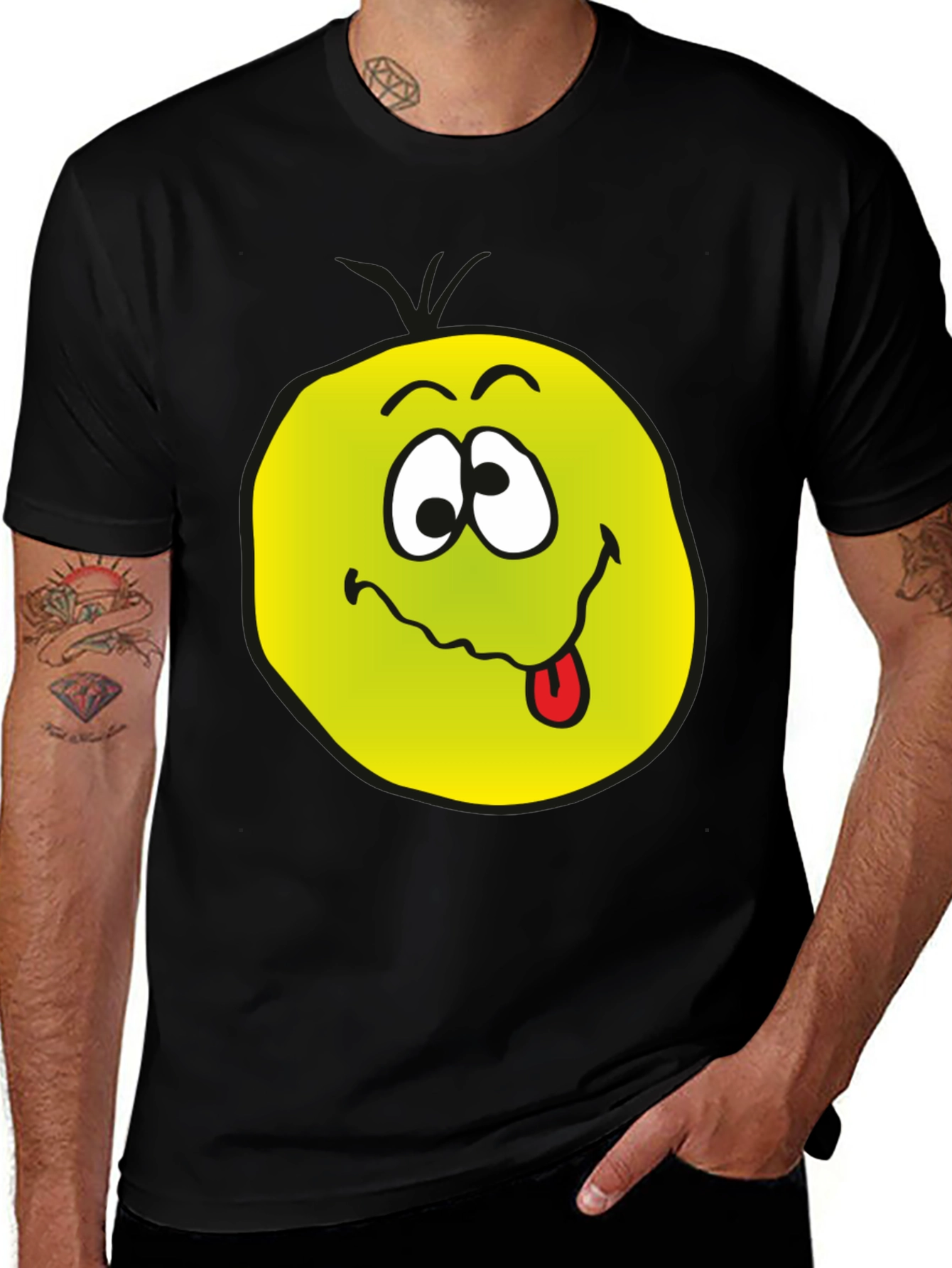 Variant 20 of Funny Emoji Graphic Tee - Black Cotton T-Shirt