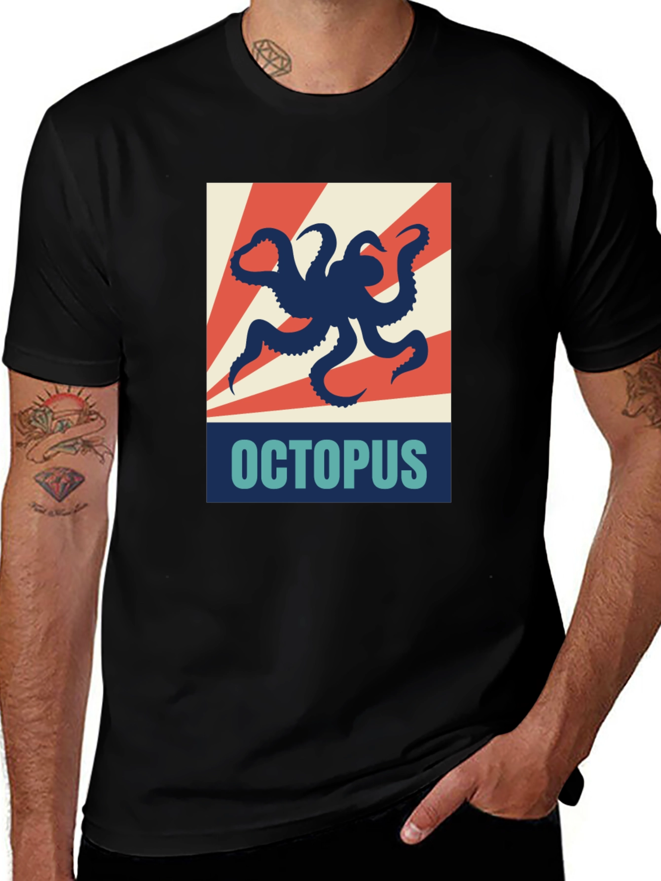 Variant 20 of Octopus Graphic Print Crew Neck T-Shirt