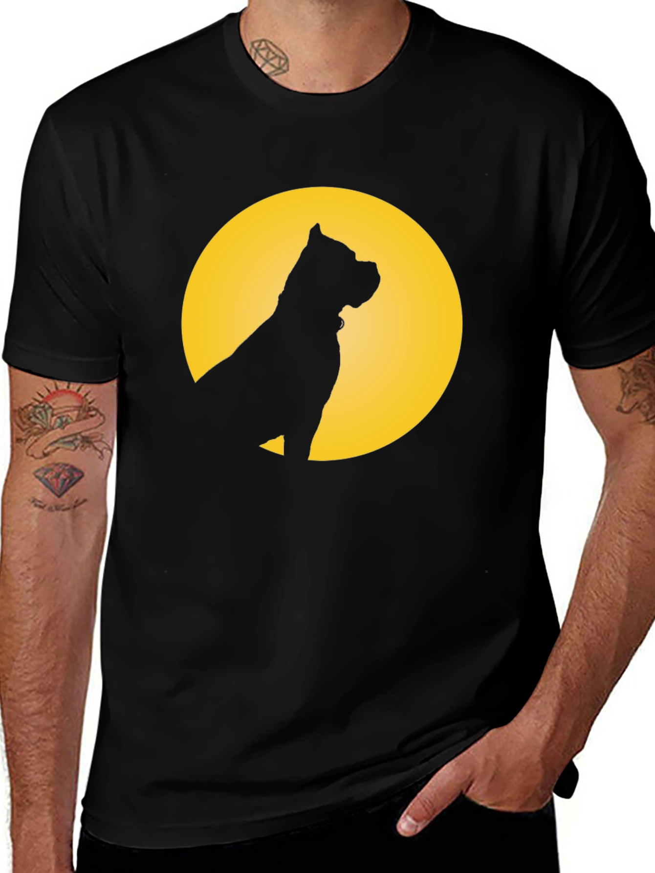 Variant 26 of Dog Silhouette Graphic Tee - Black