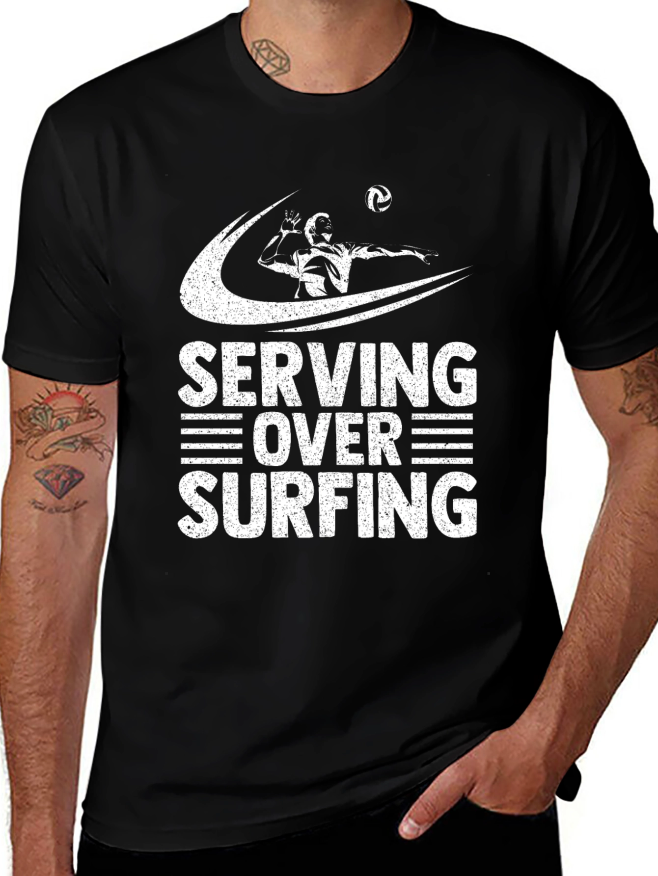 Variant 29 of Volleyball Serving Over Surfing Graphic T-Shirt