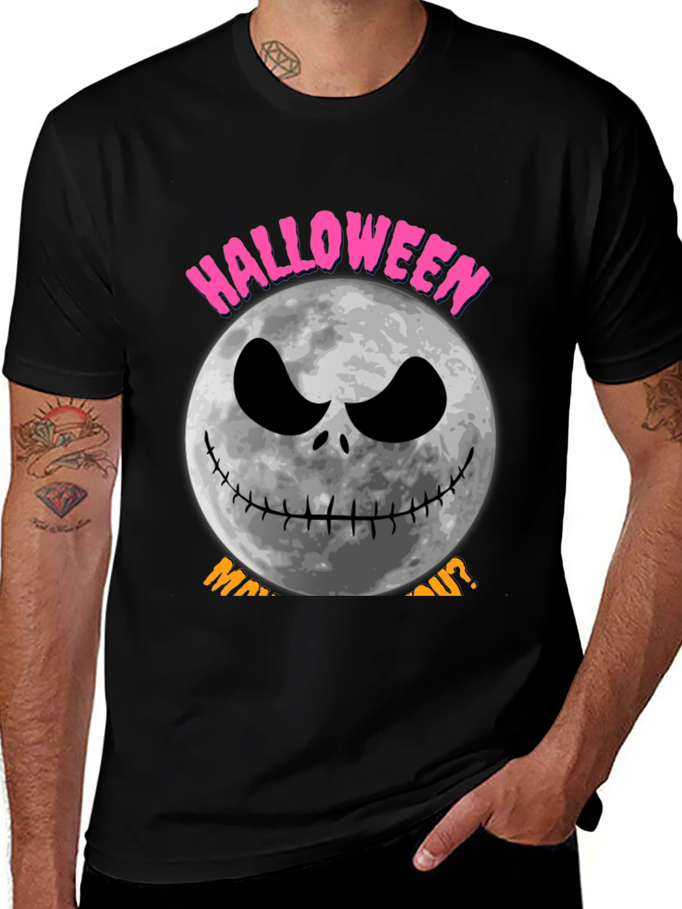 Variant 22 of Halloween Moon Graphic Tee - Spooky Season Shirt