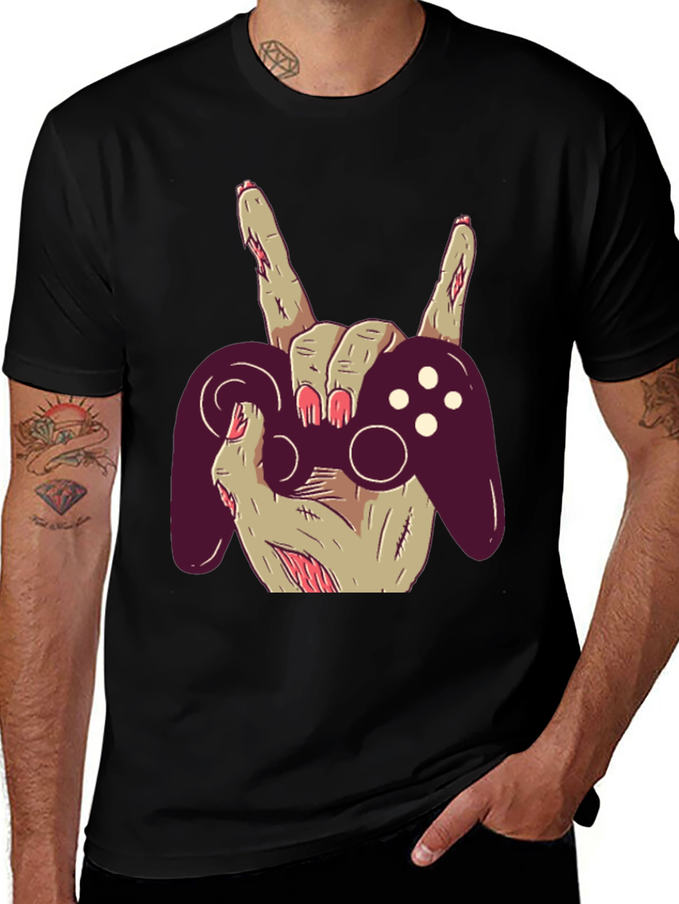 Variant 7 of Zombie Gamer T-Shirt - Rock On & Game On!
