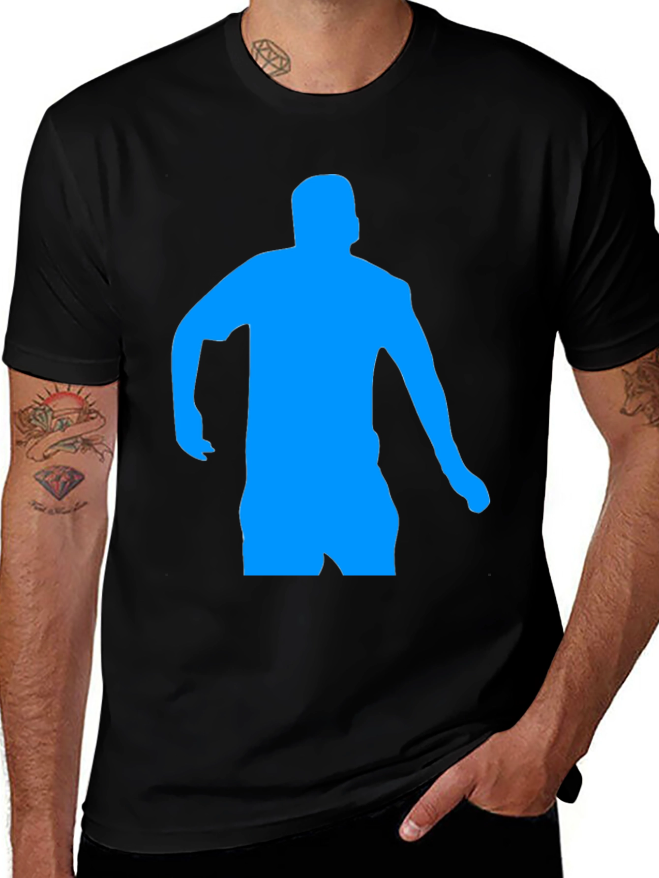 Variant 11 of Men's Black T-Shirt with Blue Silhouette