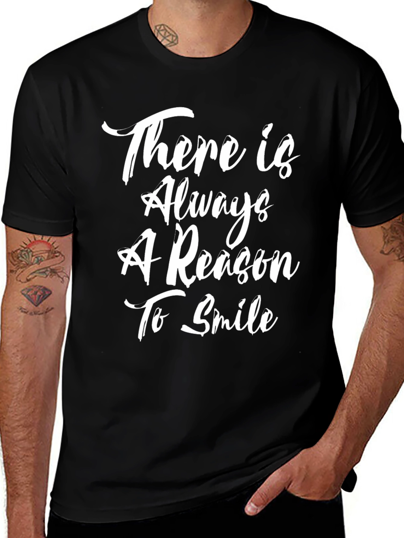 Inspirational Smile T-Shirt - Black Cotton Blend