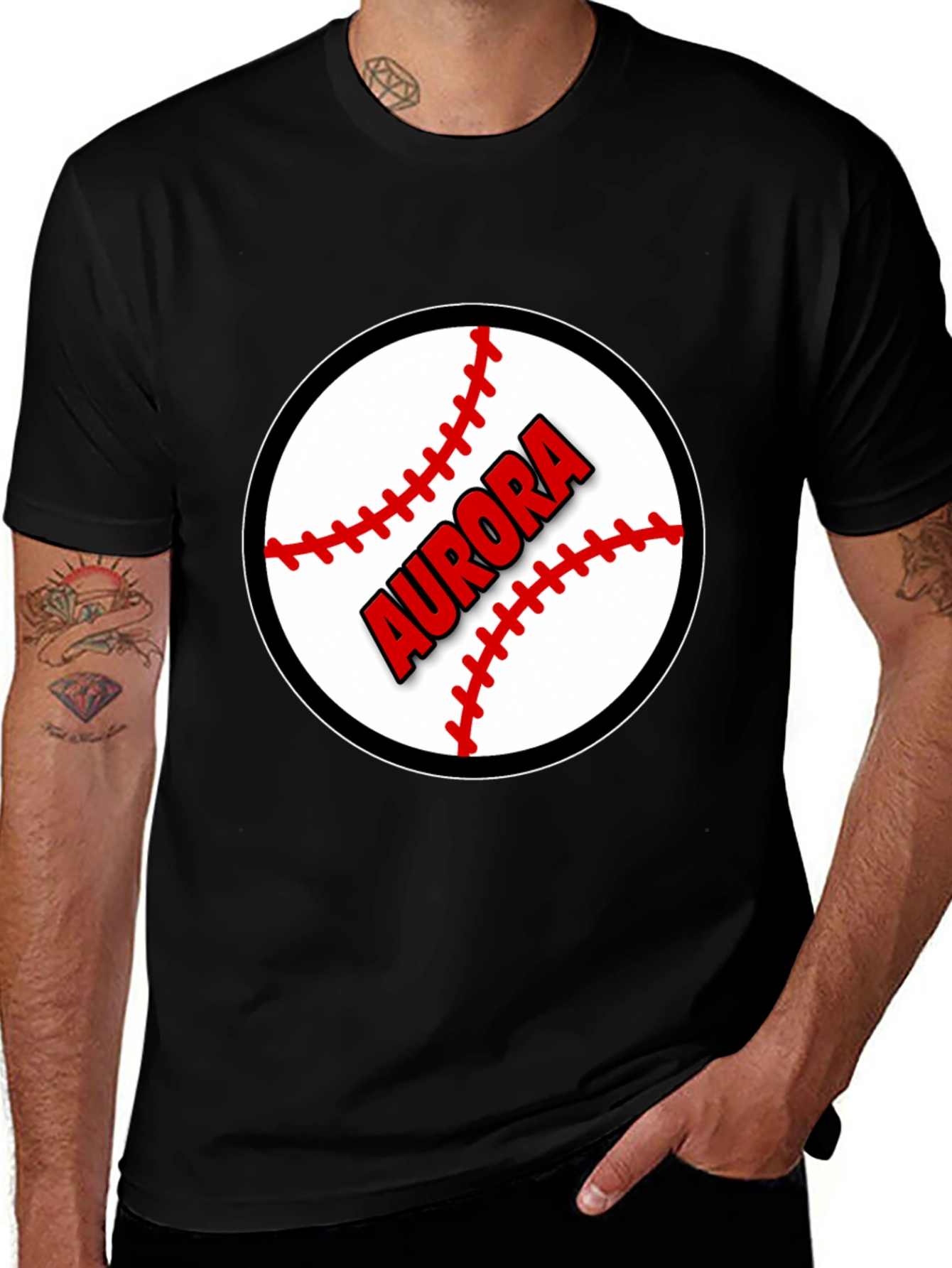 Variant 15 of Aurora Baseball T-Shirt - Black Cotton Tee
