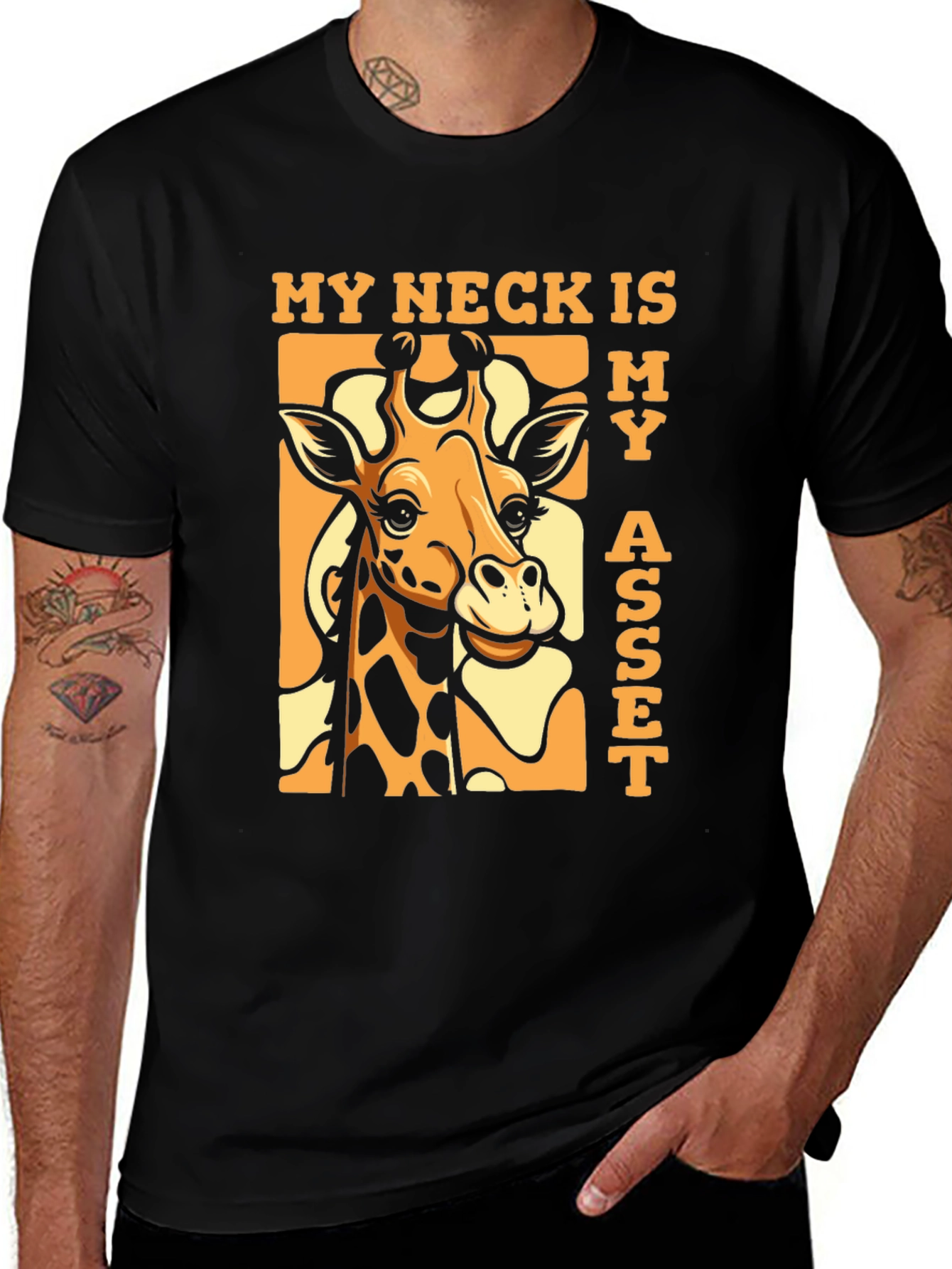 Variant 19 of Funny Giraffe 'My Neck Is My Asset' T-Shirt