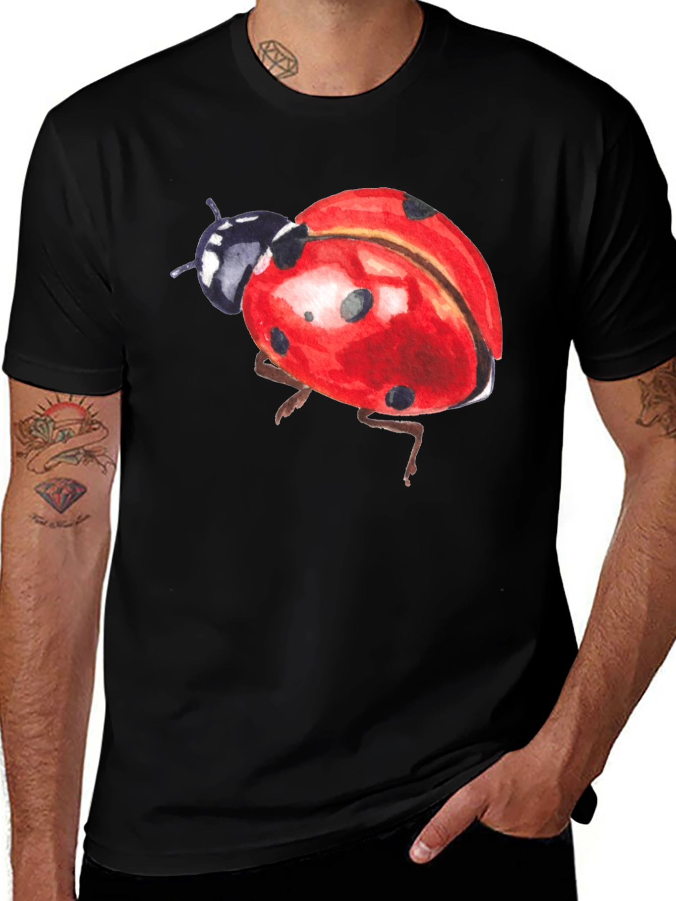 Variant 13 of Ladybug Graphic Tee - Black Cotton T-Shirt