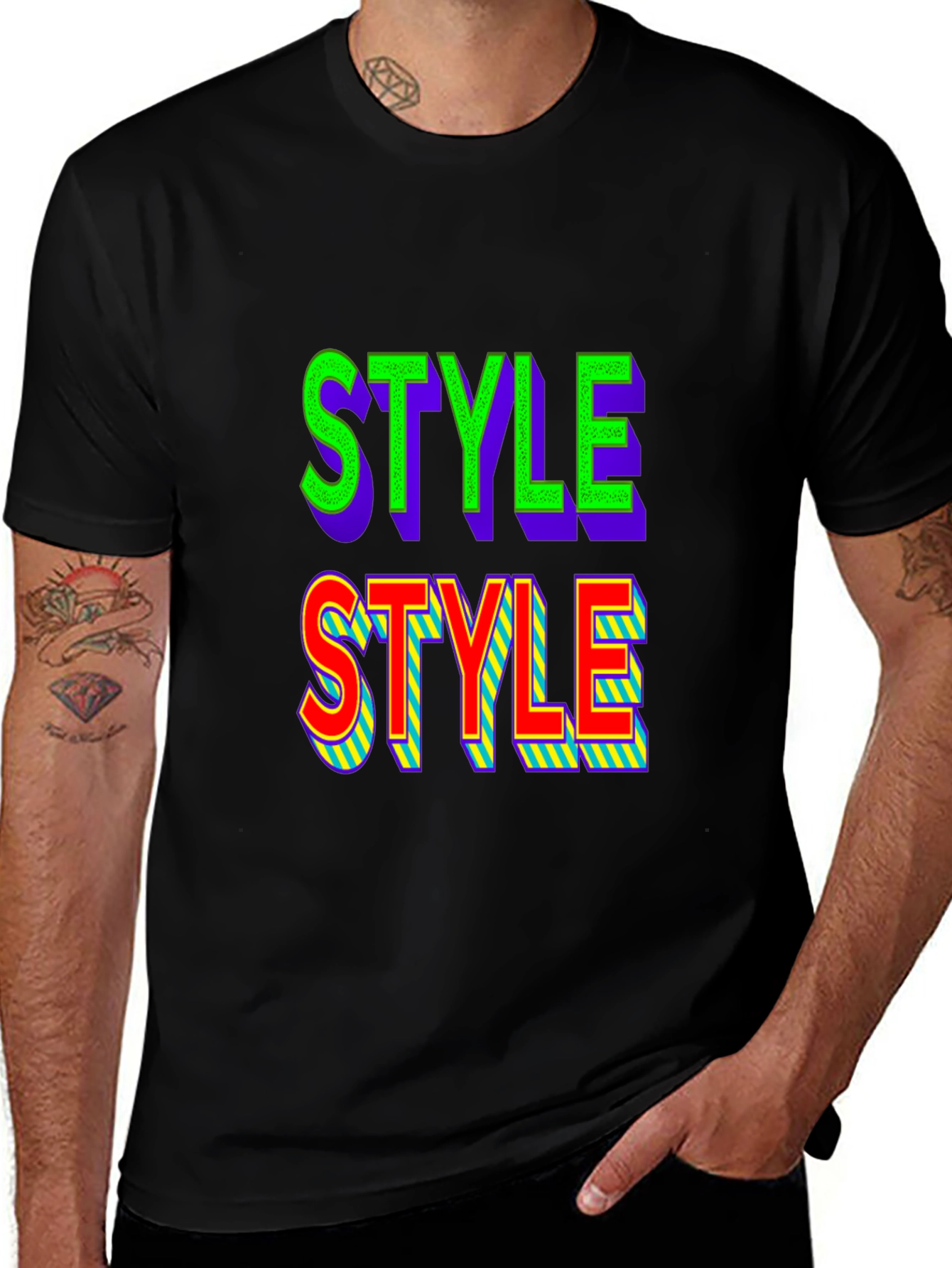 Variant 22 of Bold Style Graphic Print Crew Neck T-Shirt