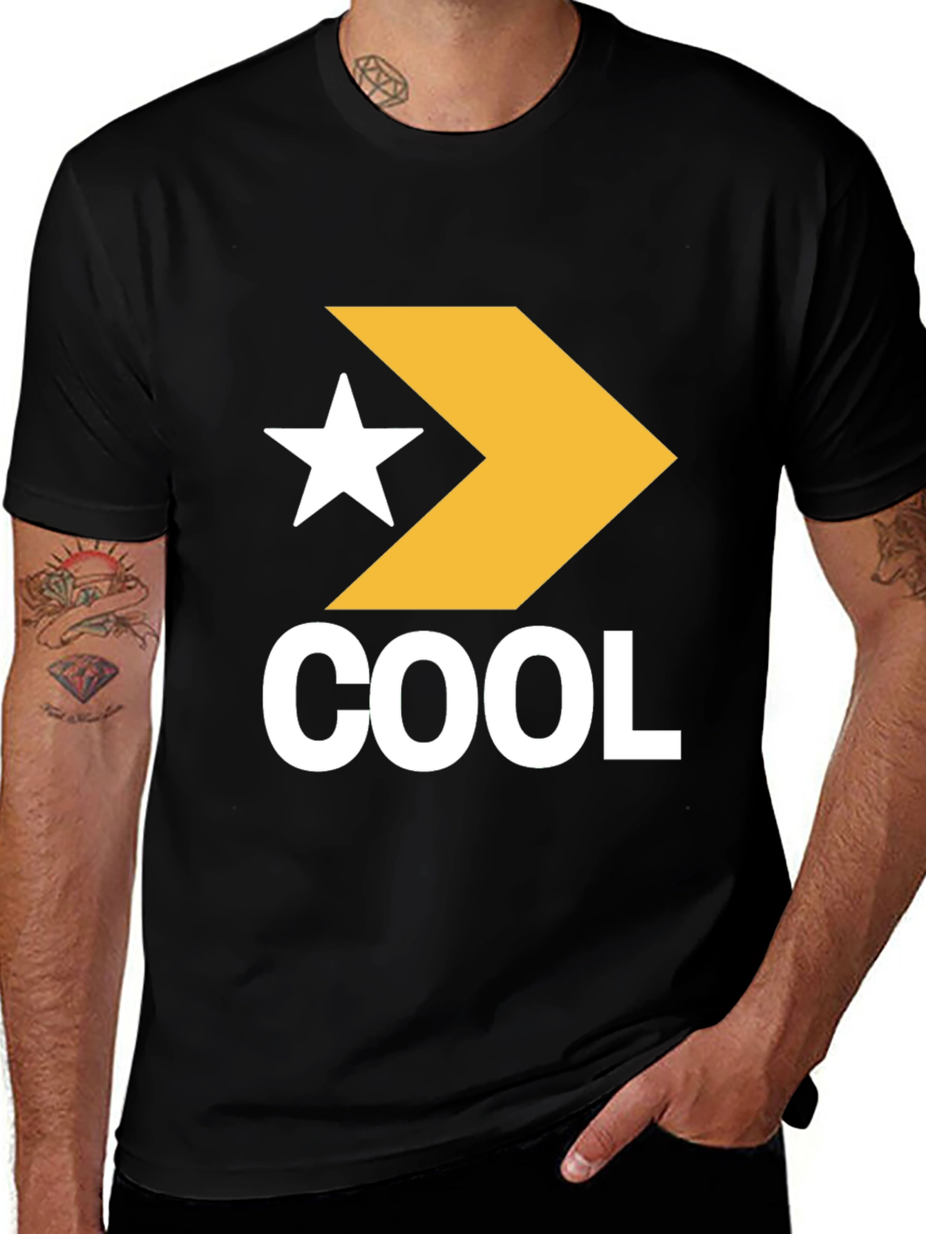 Variant 7 of Cool Graphic Tee - Star Chevron Logo - Black
