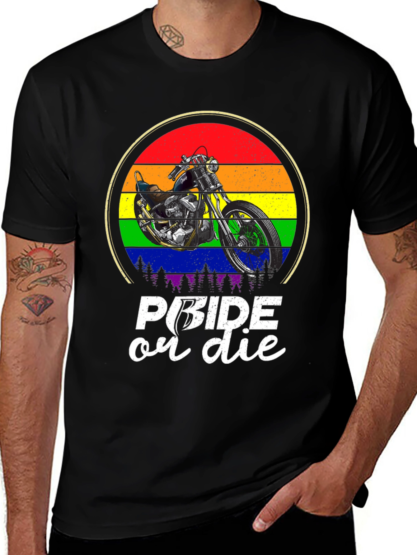Variant 25 of Pride On Die Motorcycle Graphic T-Shirt