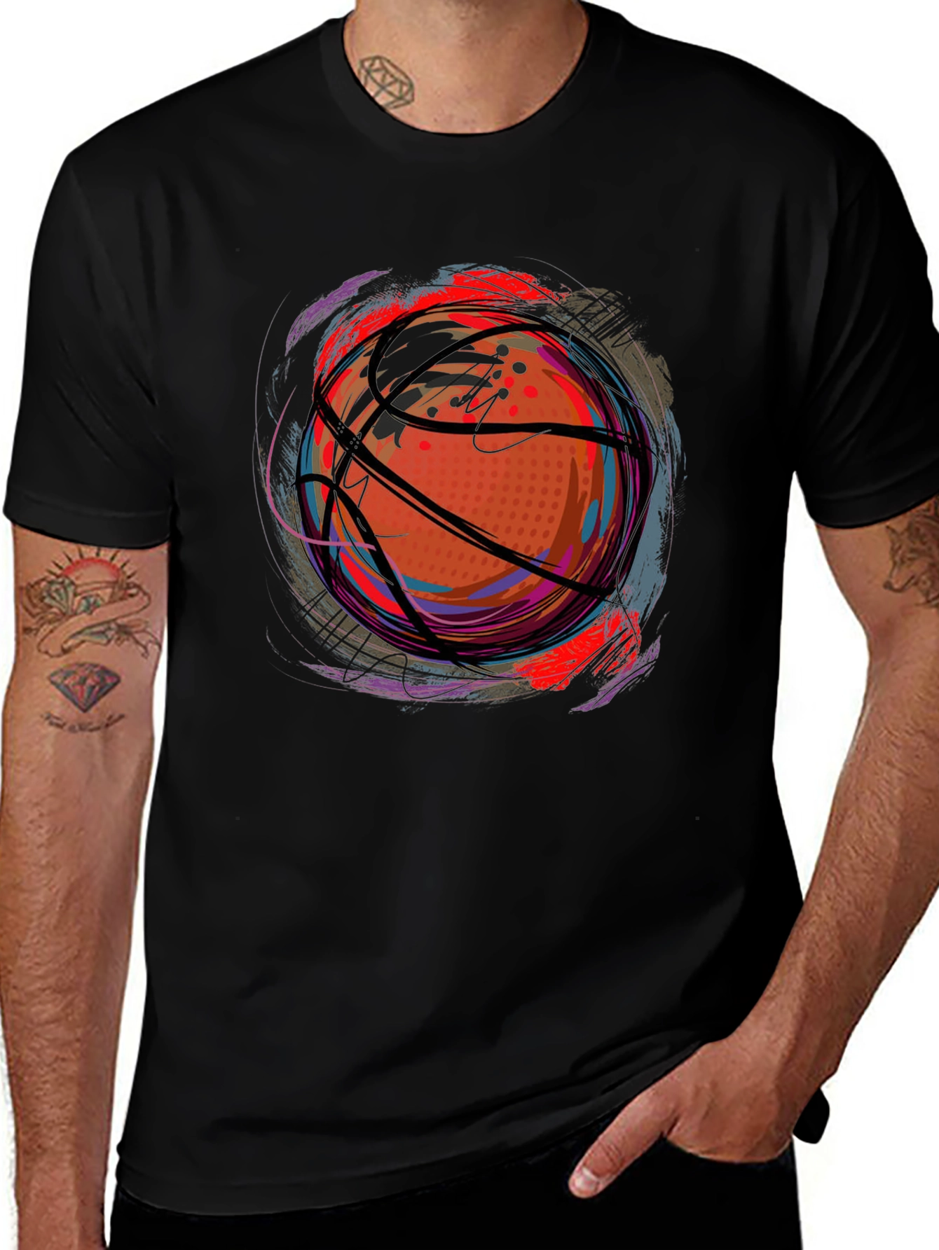 Variant 18 of Basketball Graphic Tee - Stylish Men's Black T-Shirt
