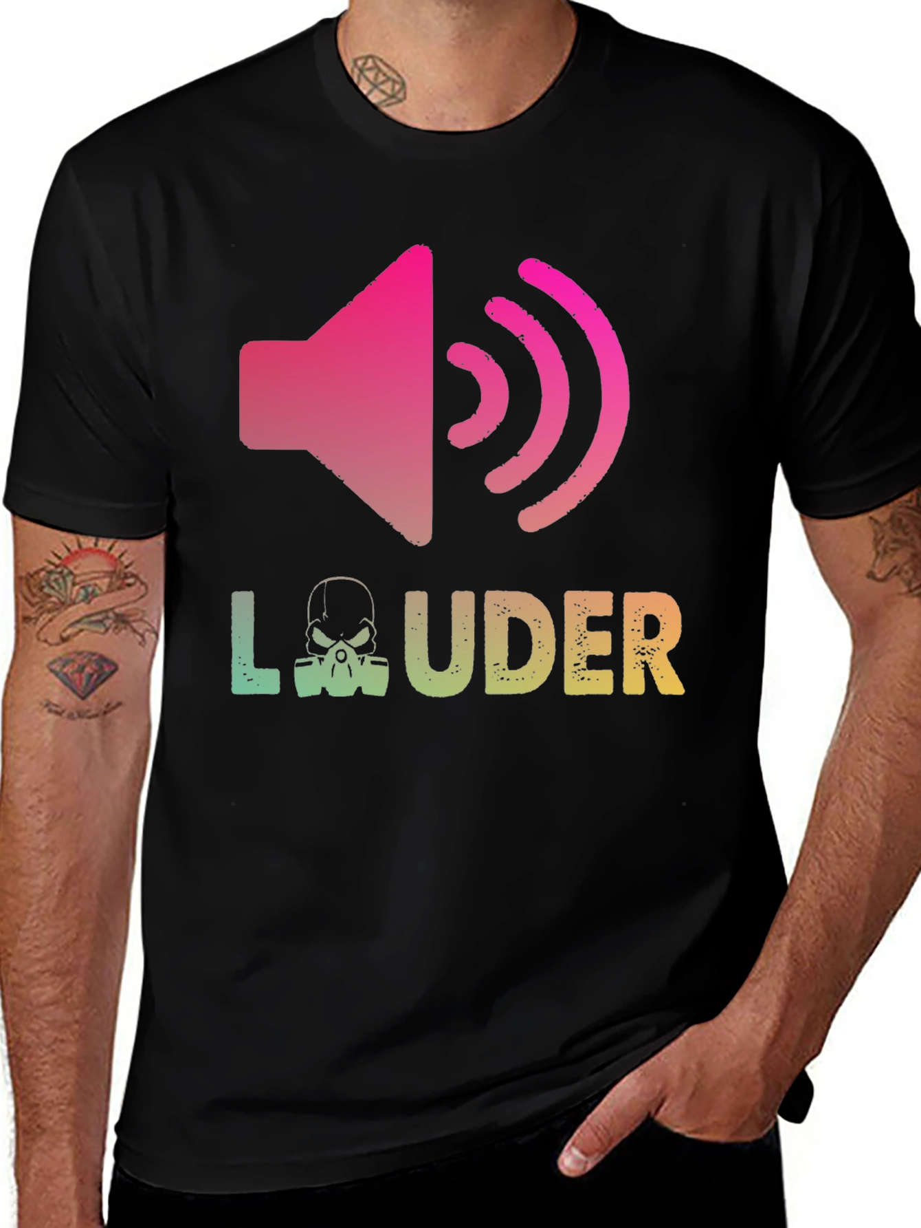 Louder Graphic Tee - Skull Sound Wave Design