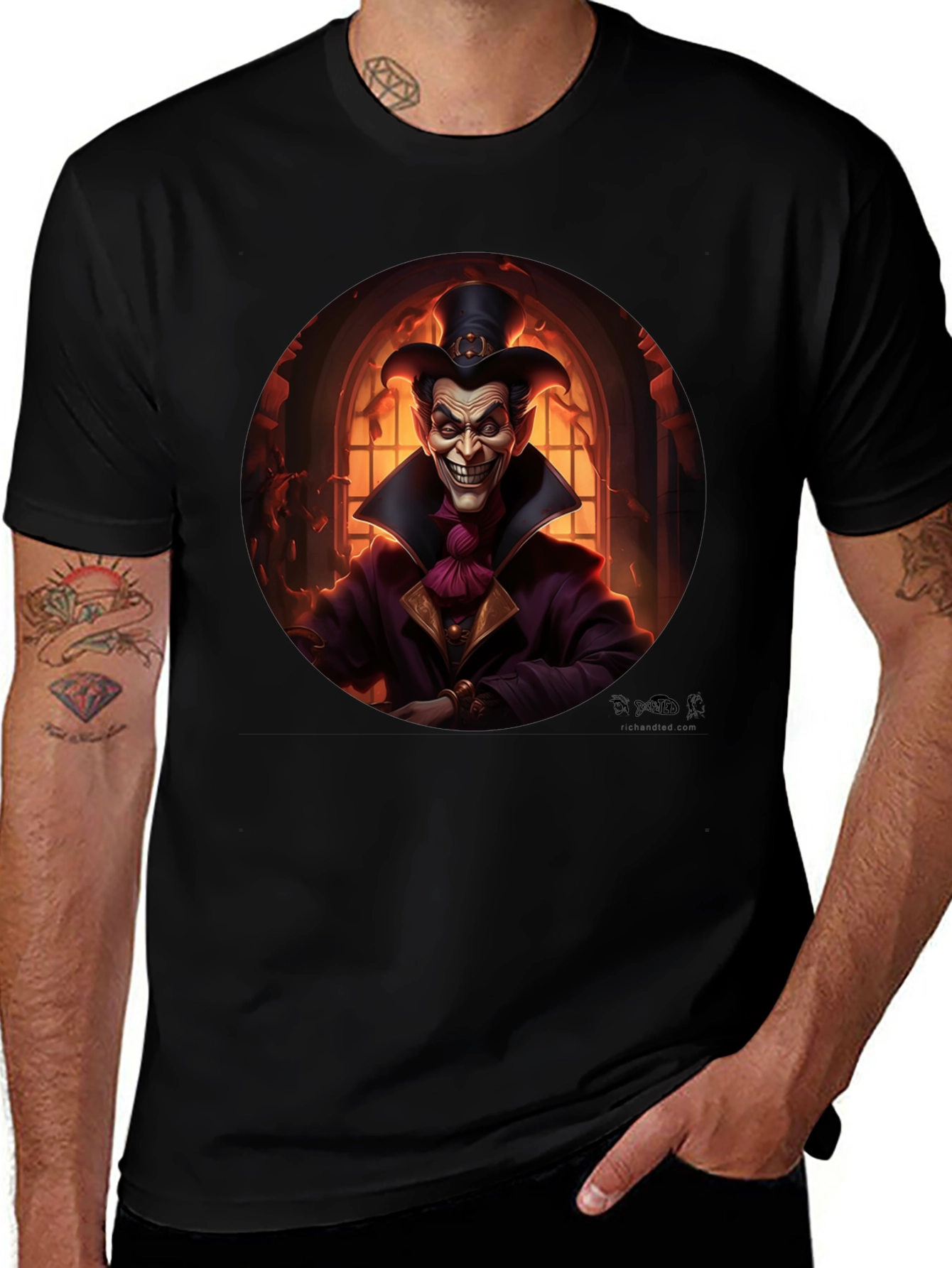 Variant 18 of Evil Jester Graphic Tee - Black Cotton Shirt