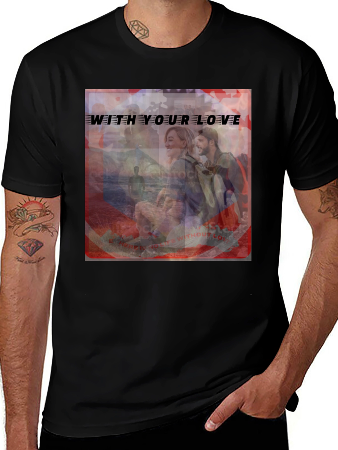 Variant 30 of Stylish Black T-Shirt with Love Graphic Print