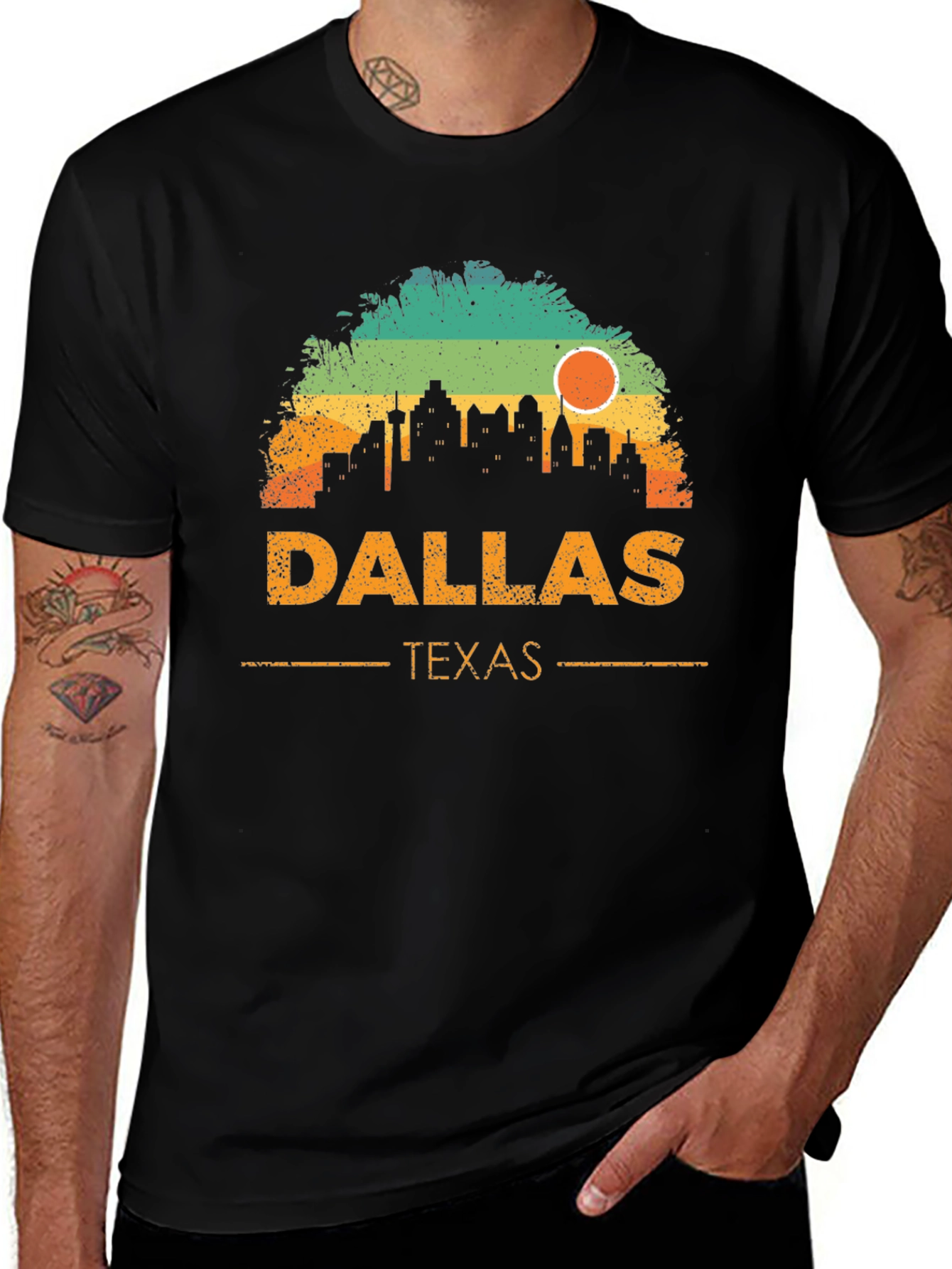 Black Dallas Texas Skyline Graphic T-Shirt main image