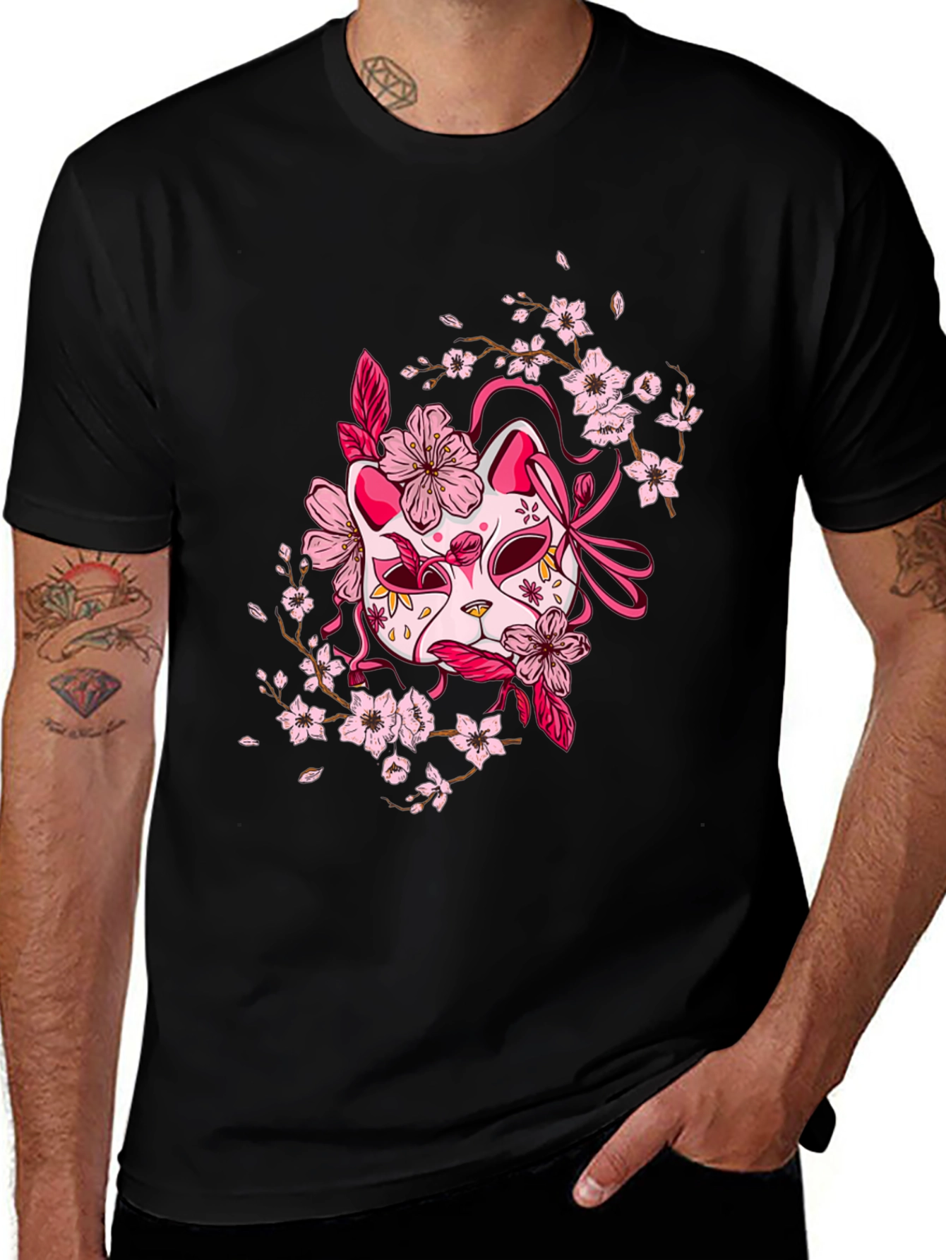 Sakura Kitsune Black T-Shirt