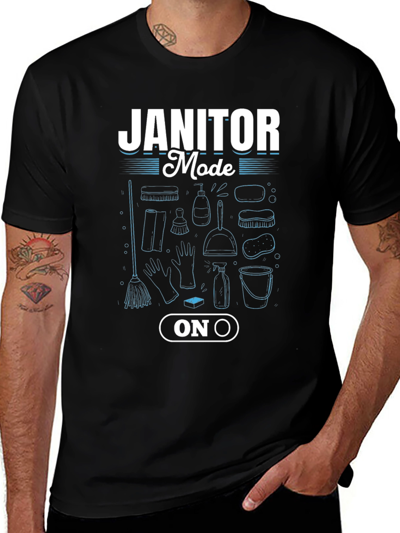 Janitor Mode On Black T-Shirt
