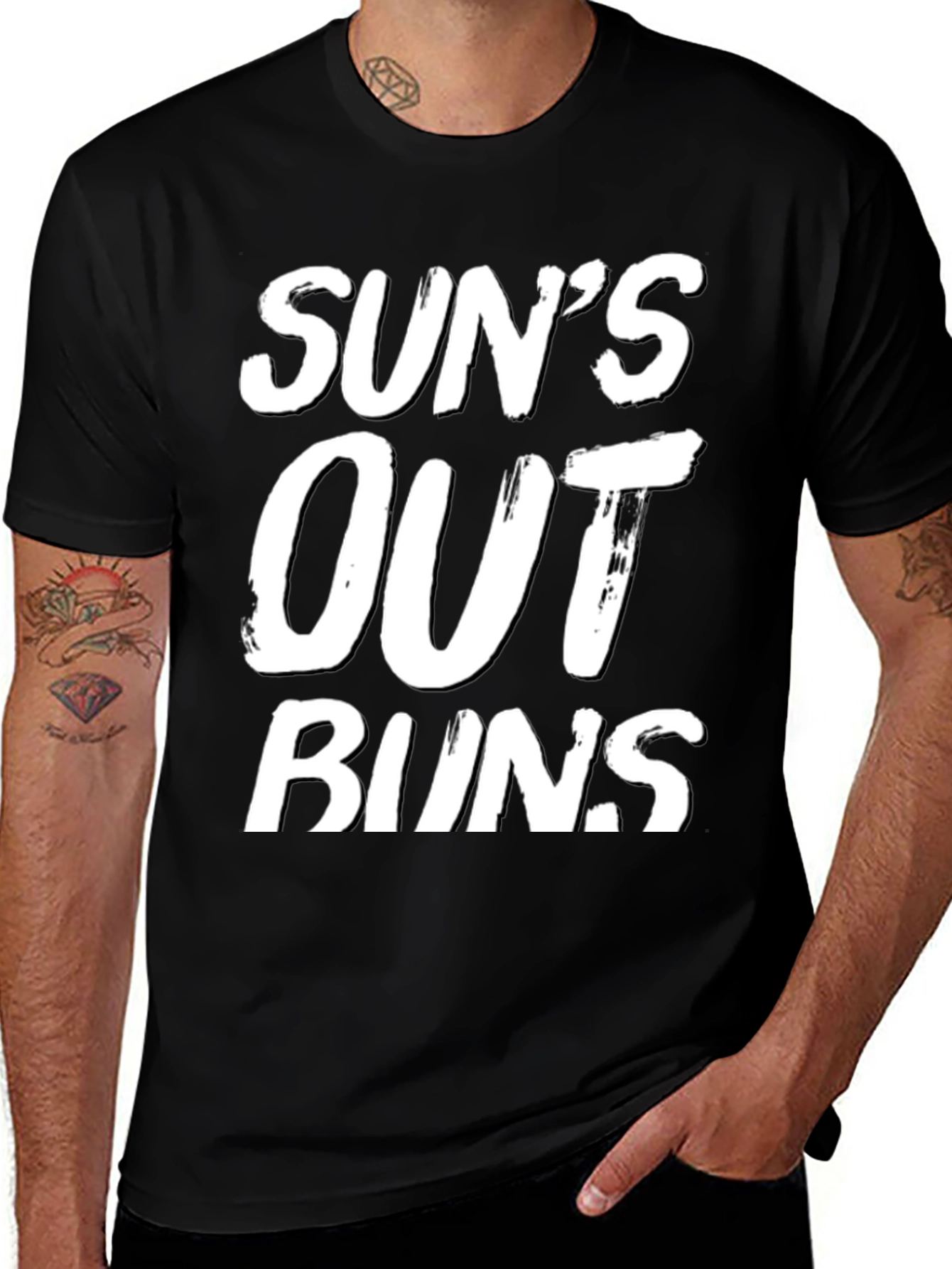 Variant 5 of Sun's Out Buns Out Graphic Tee - Black Cotton Casual T-Shirt