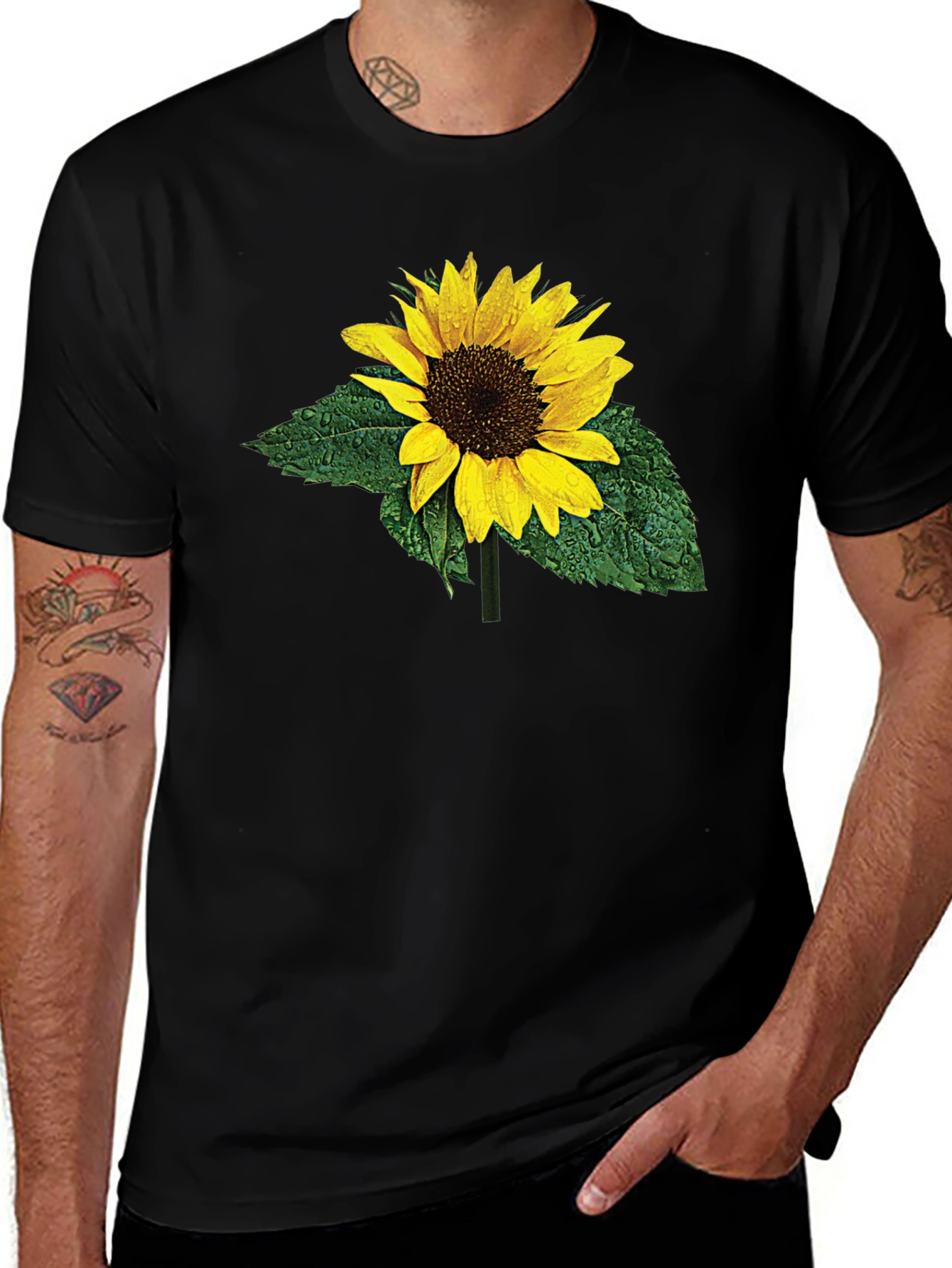 Variant 3 of Sunflower Print Black T-Shirt
