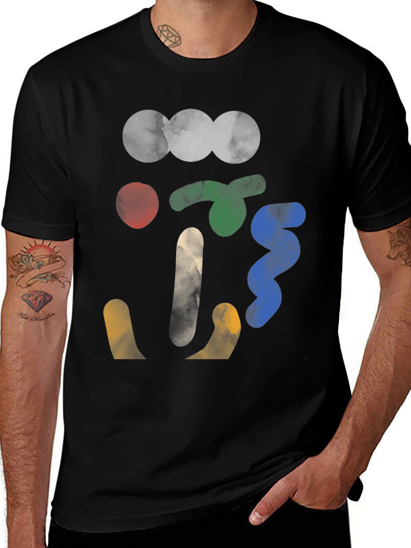 Variant 27 of Abstract Graphic Print Men's Black T-Shirt
