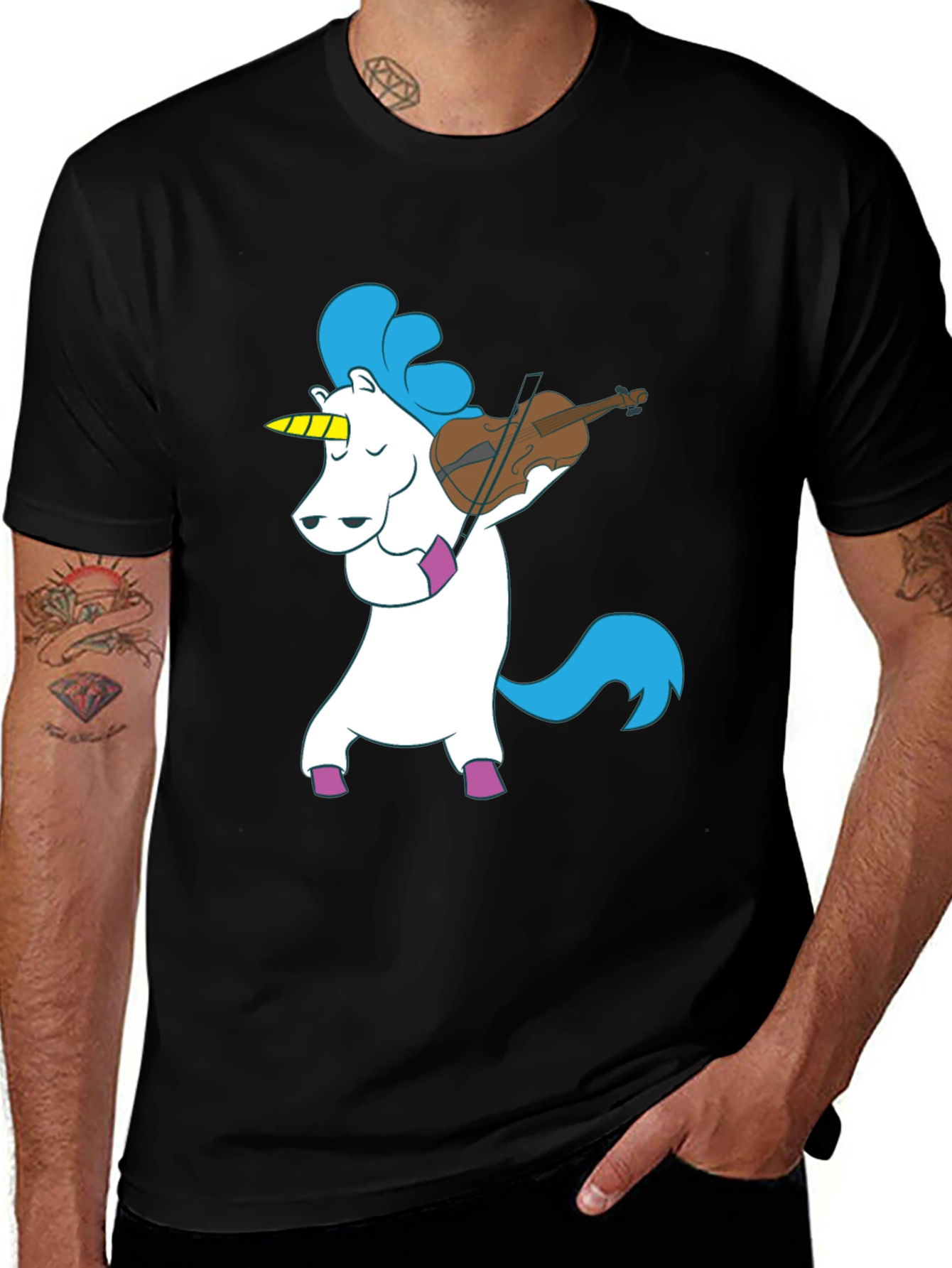 Variant 8 of Unicorn Violinist Black T-Shirt