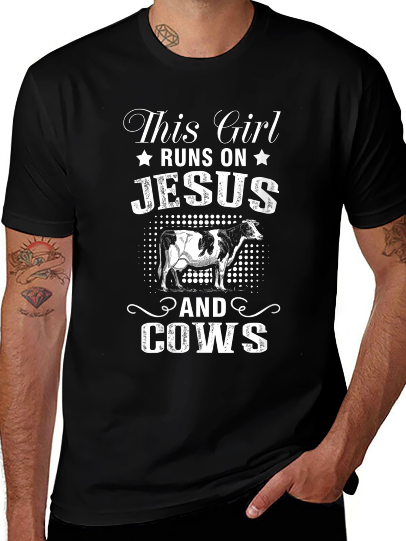 Variant 7 of This Girl Runs On Jesus and Cows T-Shirt