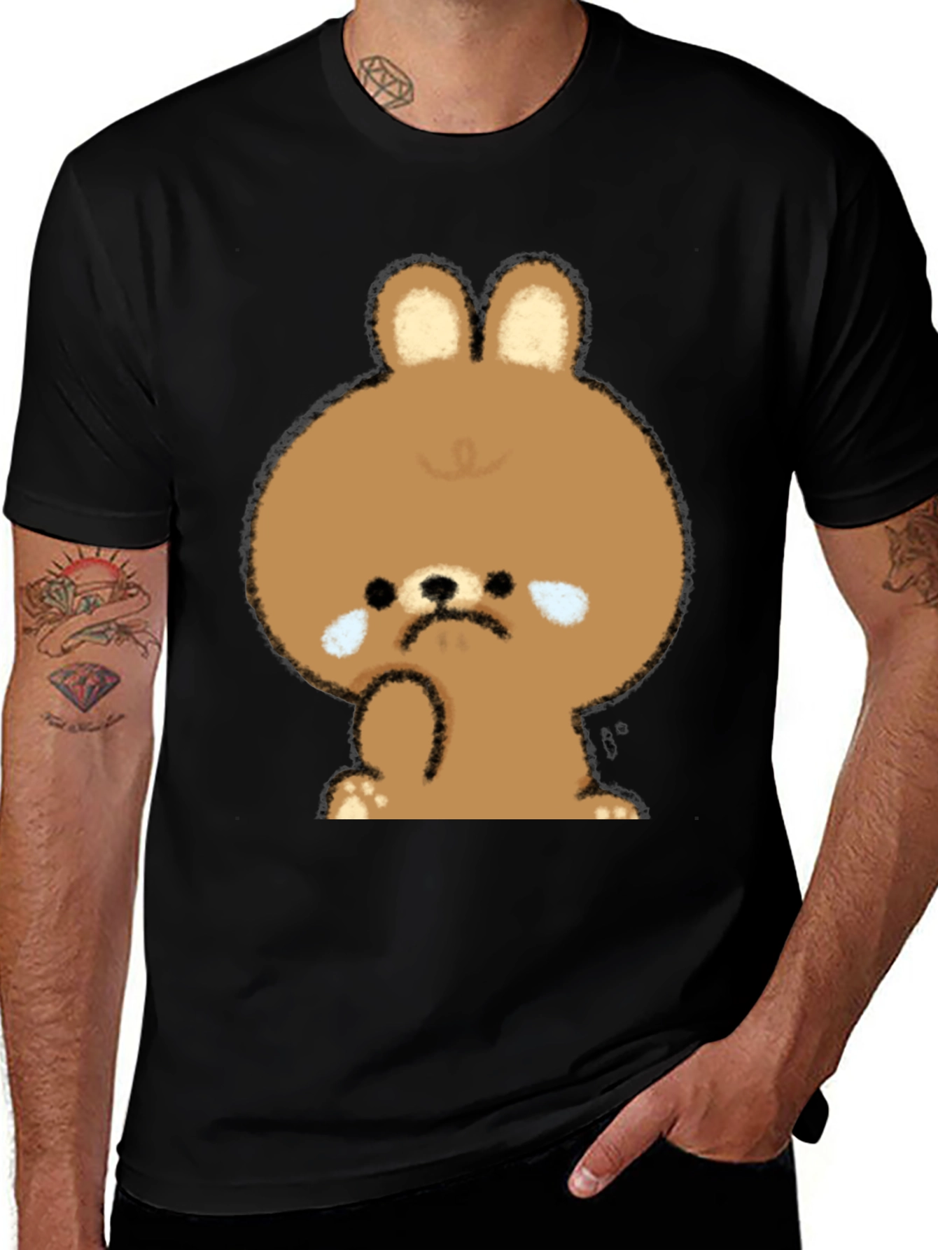 Variant 11 of Sad Brown Bunny Graphic Tee - Unisex Black T-Shirt