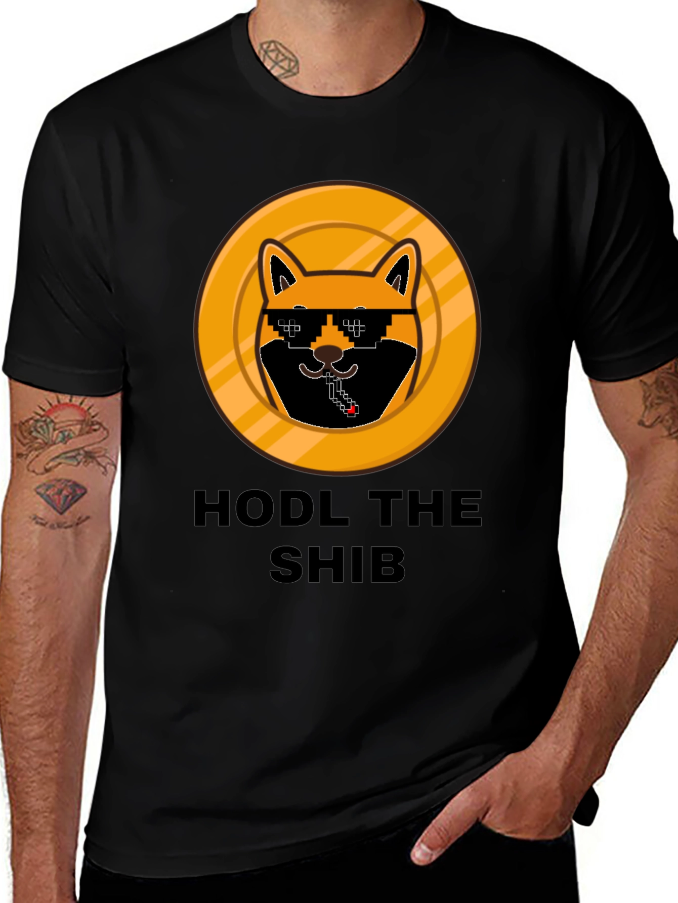 Black HODL THE SHIB Crypto T-Shirt - Black main image