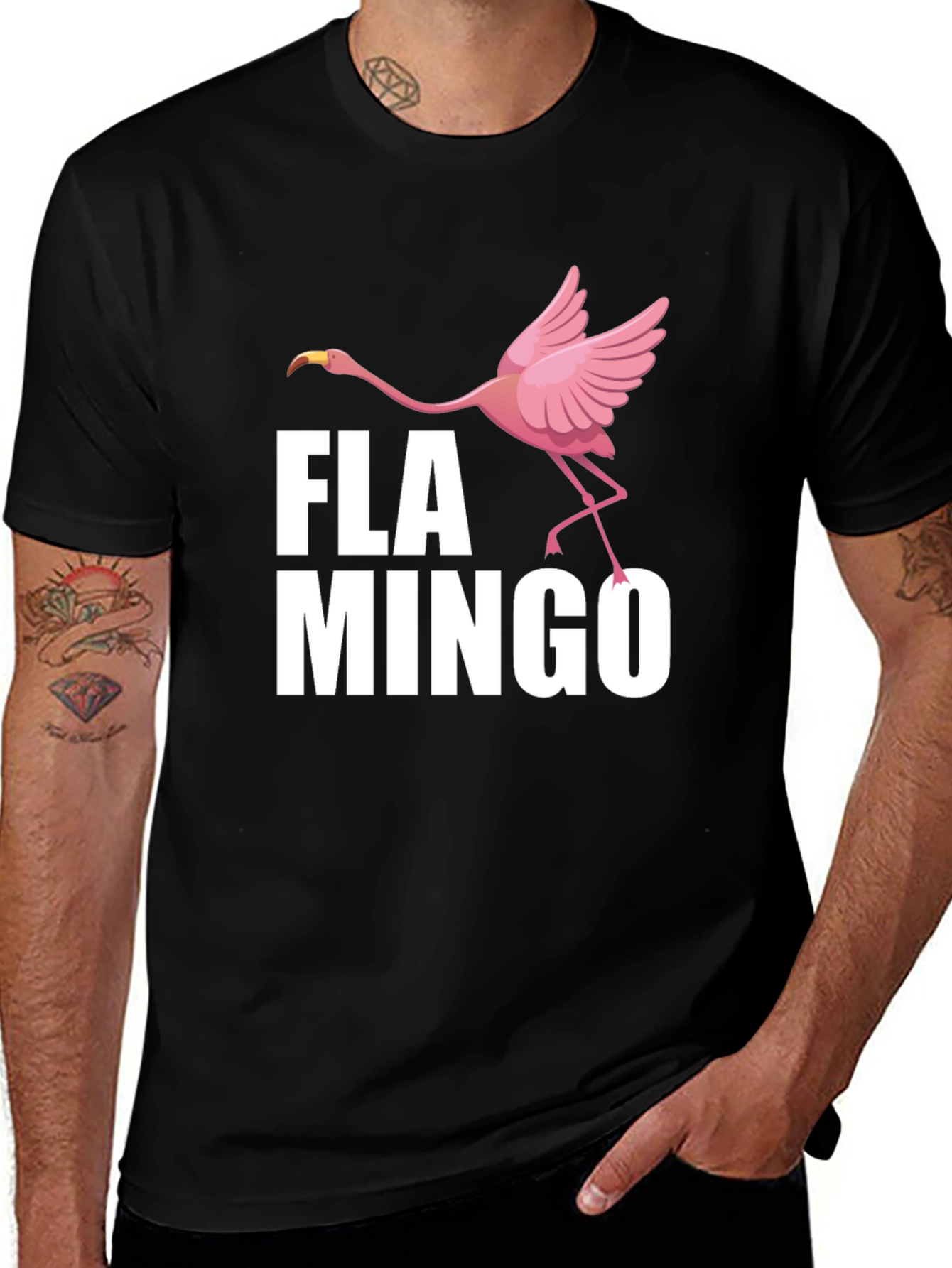 Variant 8 of Fun Flamingo Graphic Print Crew Neck T-Shirt