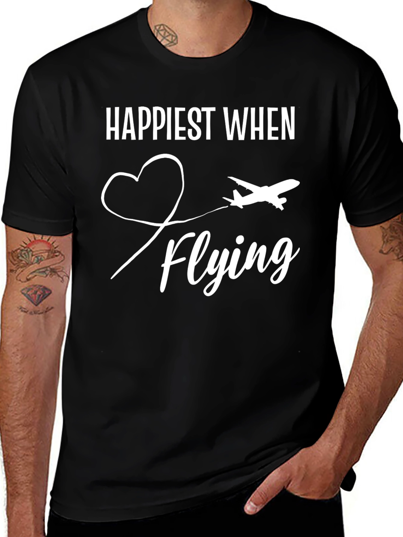 Variant 18 of Happiest When Flying T-Shirt | Airplane Heart Tee