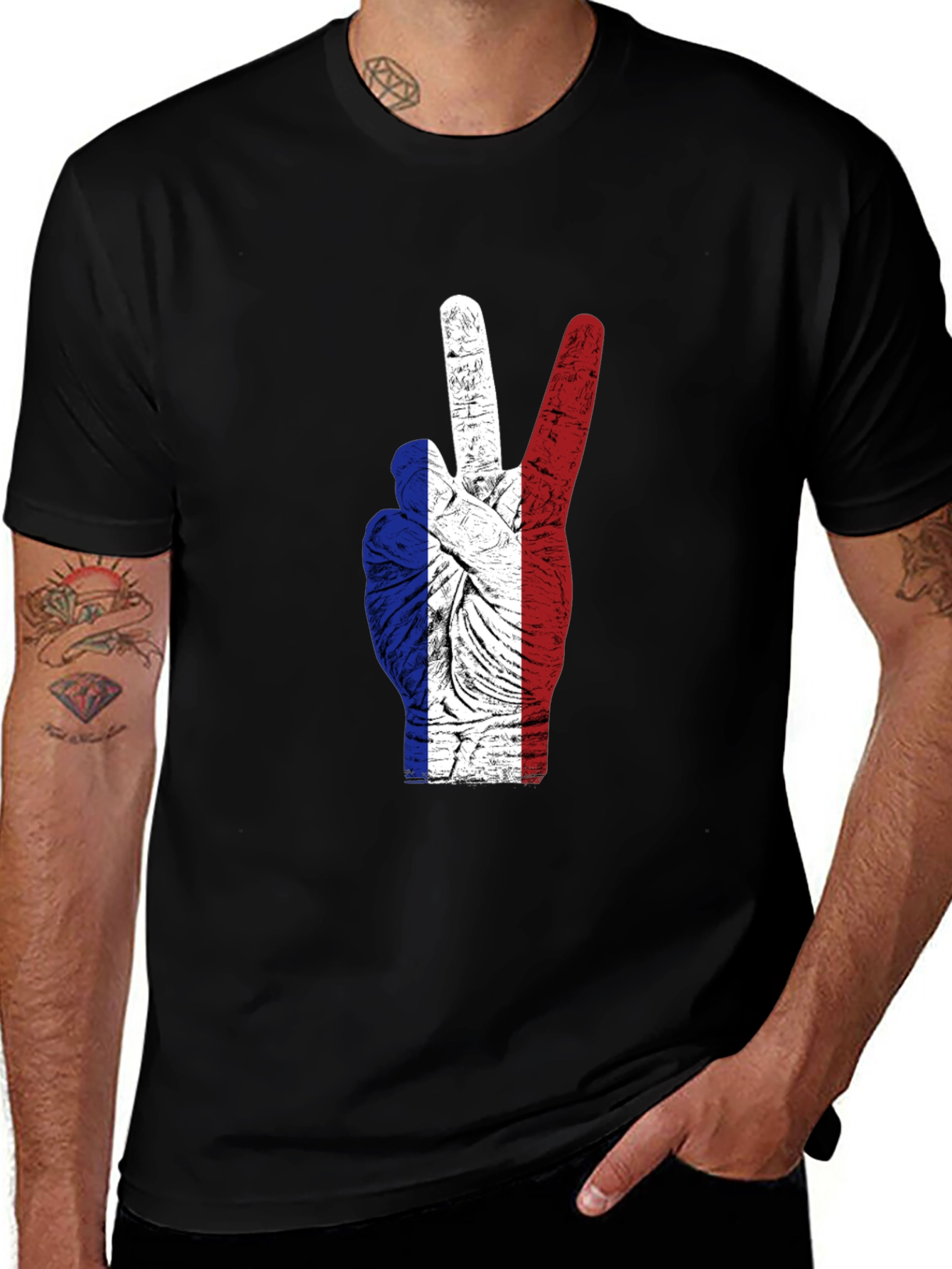 French Flag Peace Sign T-Shirt