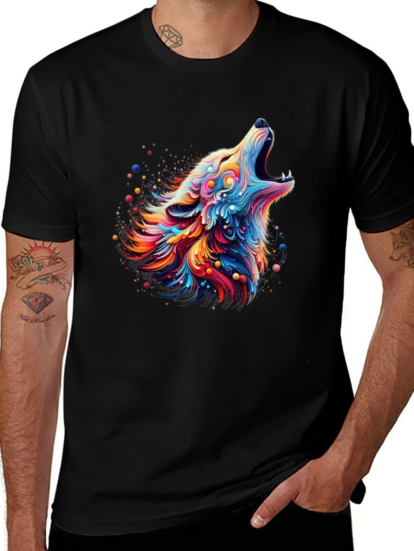 Variant 7 of Vibrant Wolf Graphic T-Shirt - Artistic Design
