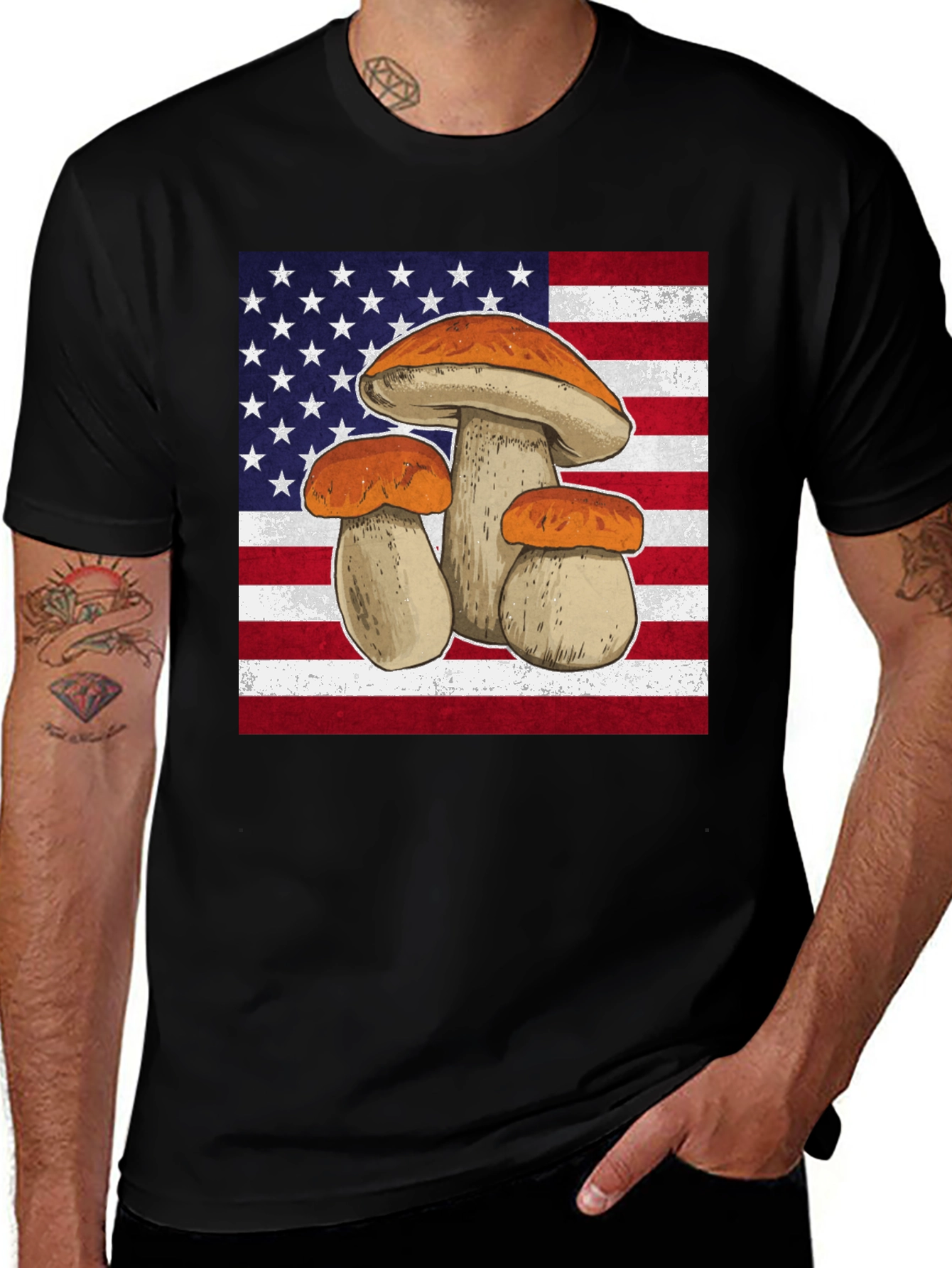 Variant 28 of Mushroom USA Flag Graphic T-Shirt