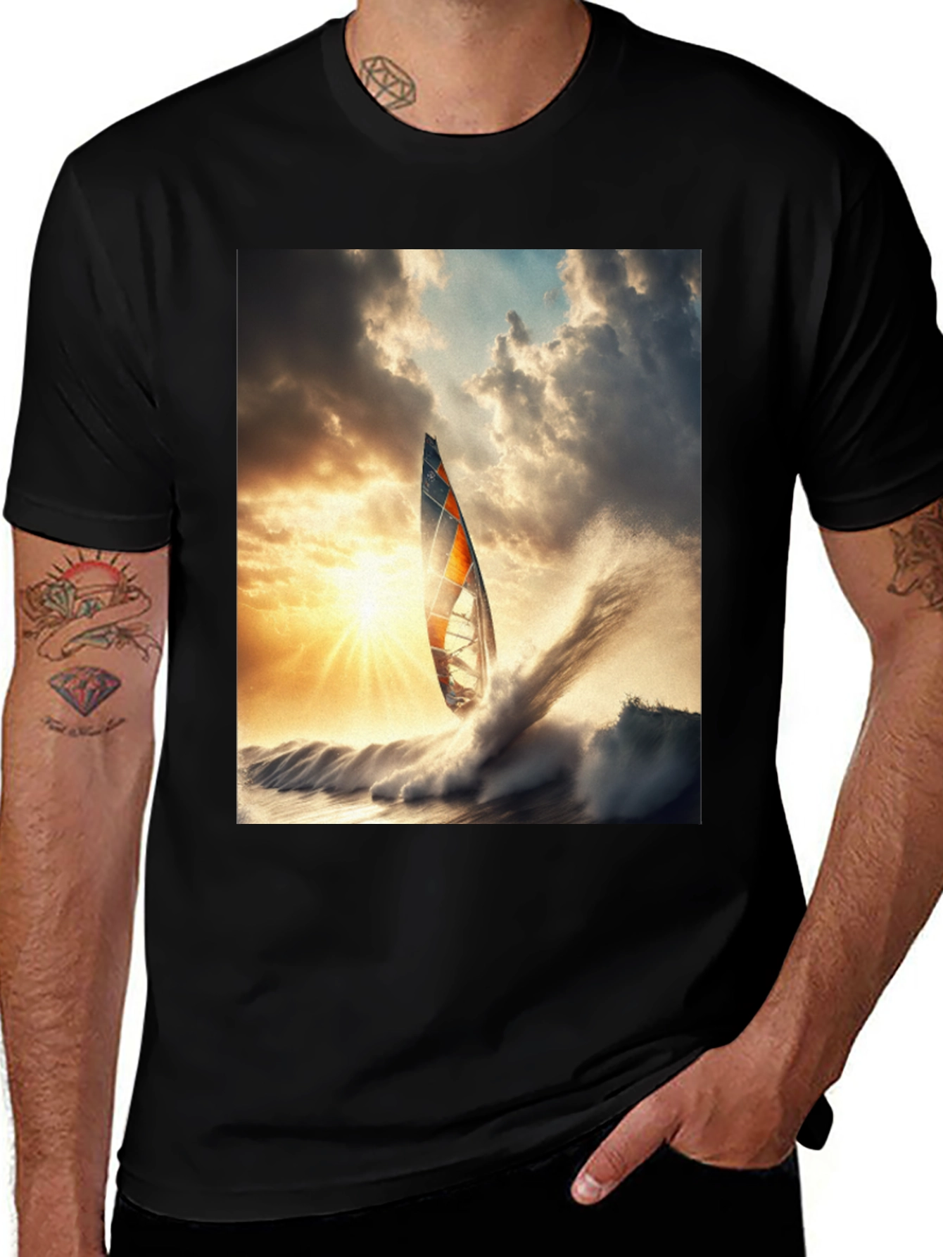 Variant 13 of Windsurfing Wave Tee - Sun, Sea, Style