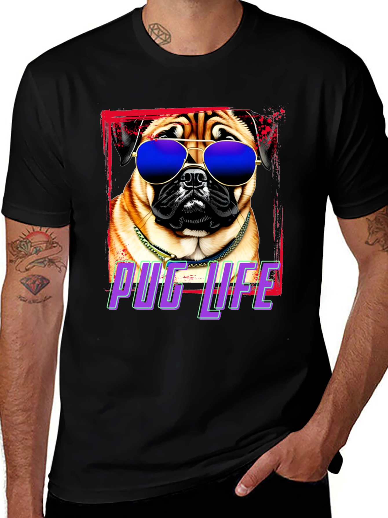 Variant 4 of Pug Life T-Shirt - Cool Dog in Shades