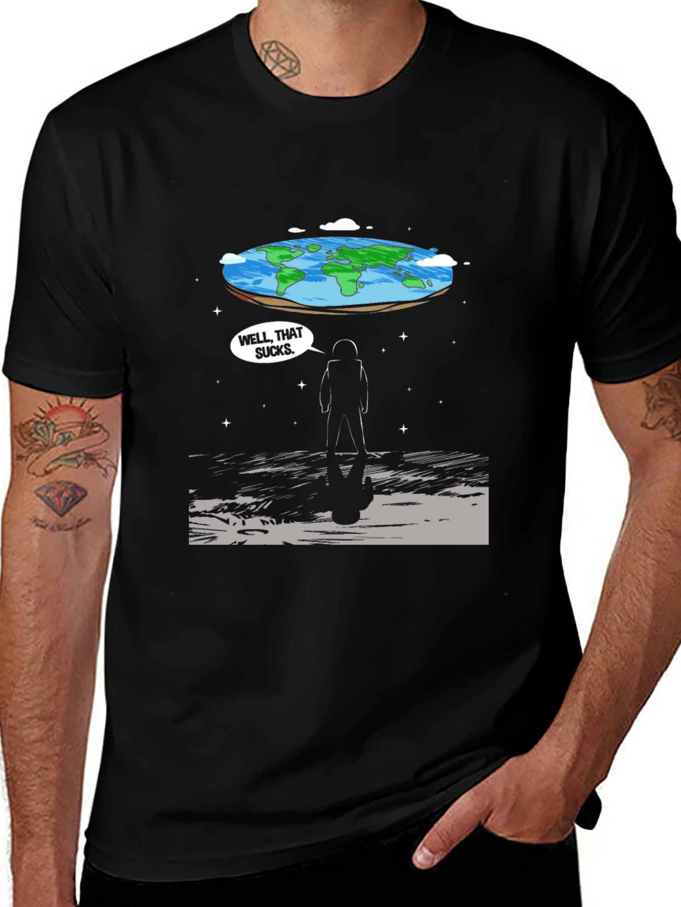 Variant 20 of Flat Earth Astronaut T-Shirt - Well, That Sucks