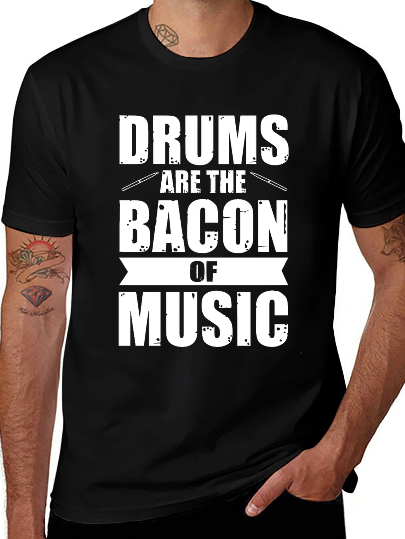 Variant 29 of Drums Are The Bacon Of Music Black T-Shirt