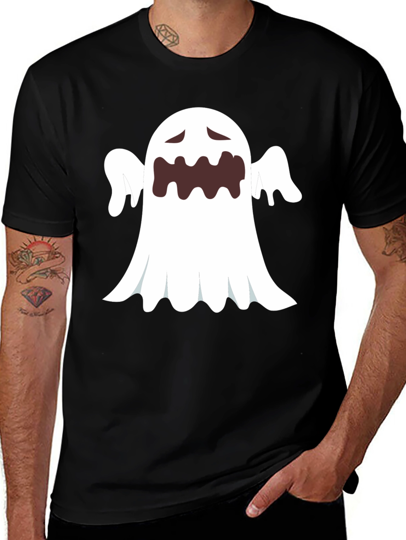 Variant 6 of Ghost Graphic Black T-Shirt - Halloween Costume