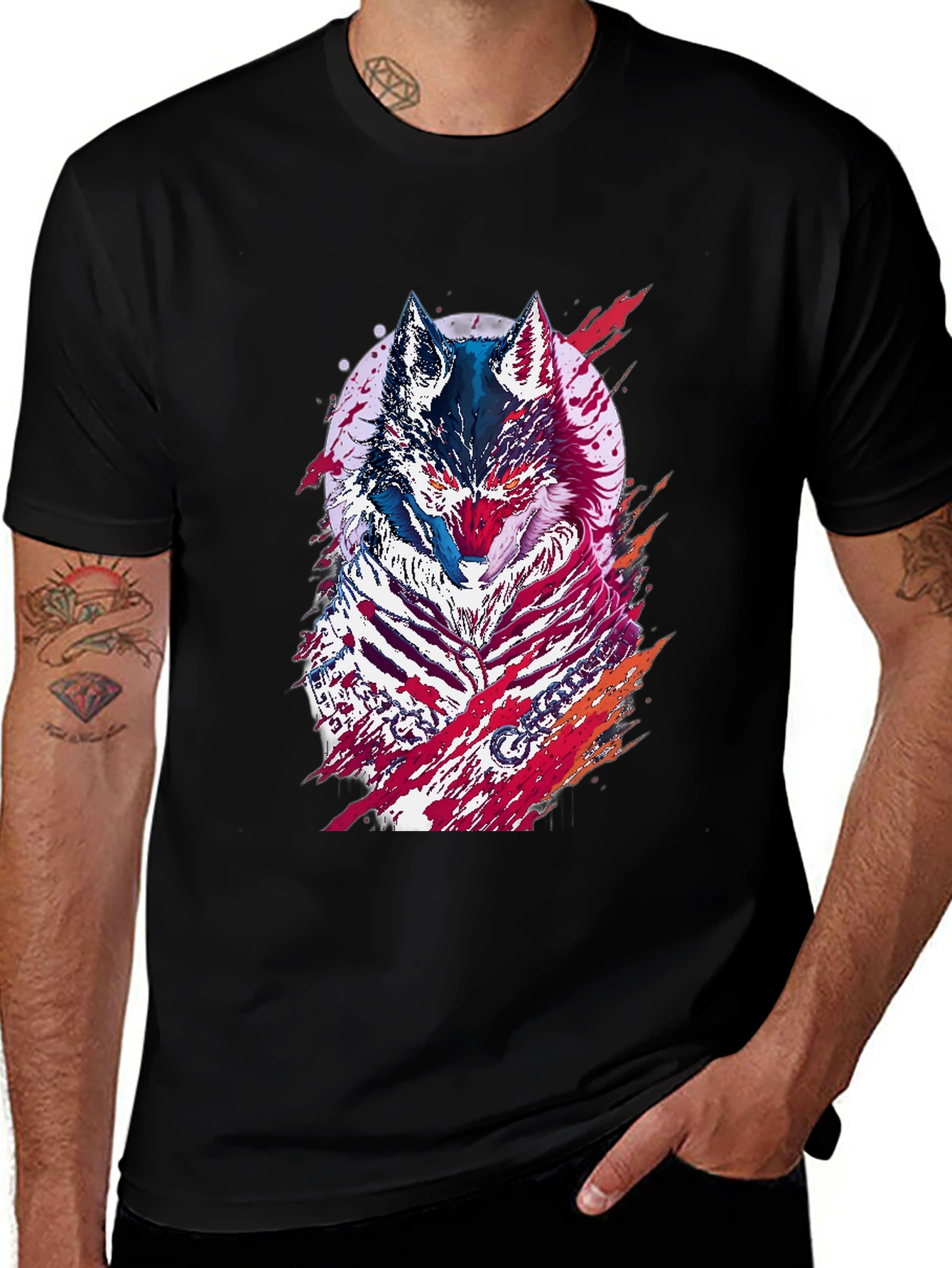 Variant 19 of Wolf Graphic Print Black T-Shirt