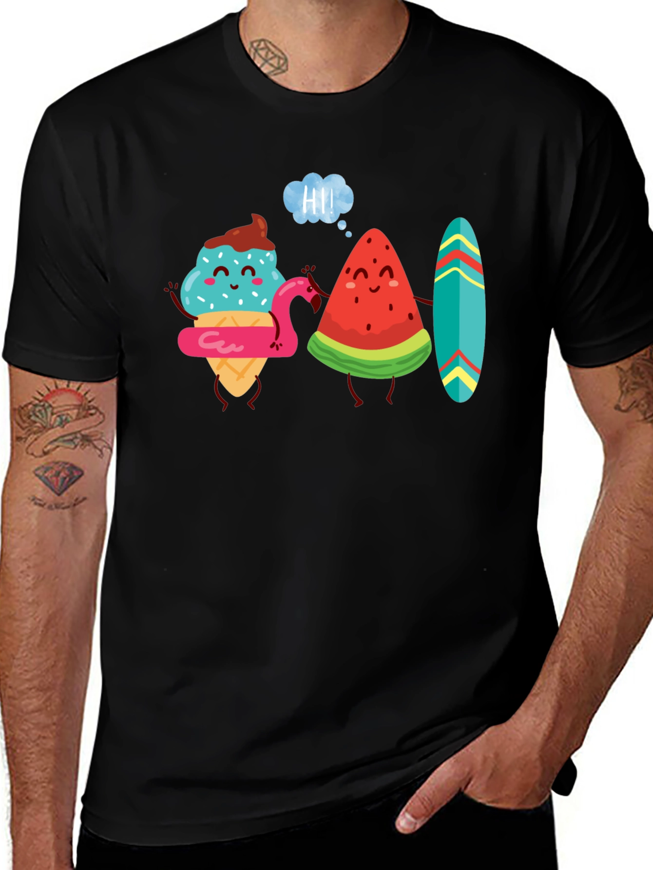 Variant 4 of Cartoon Graphic Tee - Ice Cream & Watermelon Friends