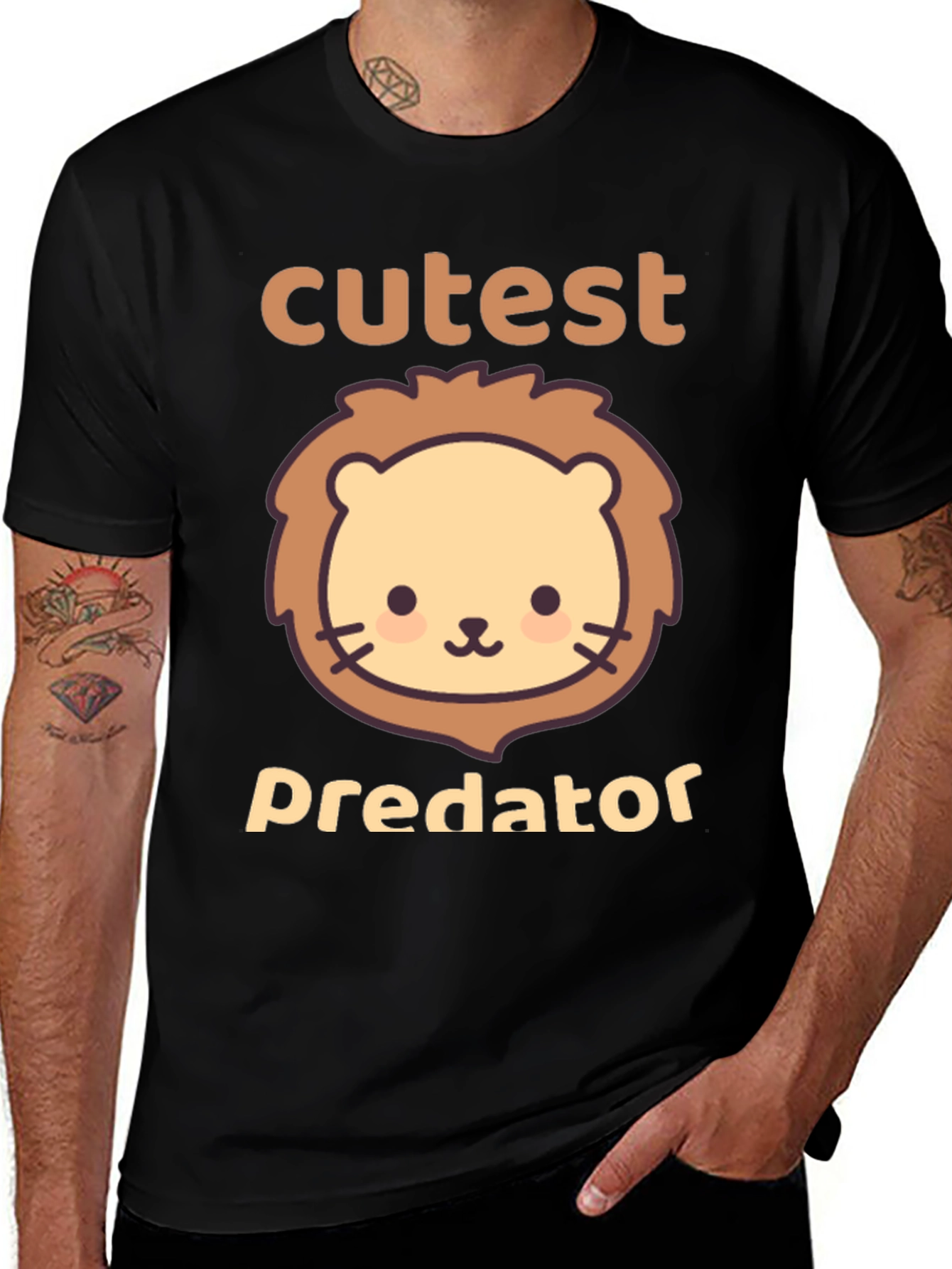 Variant 26 of Cutest Predator Lion Graphic Tee - Black