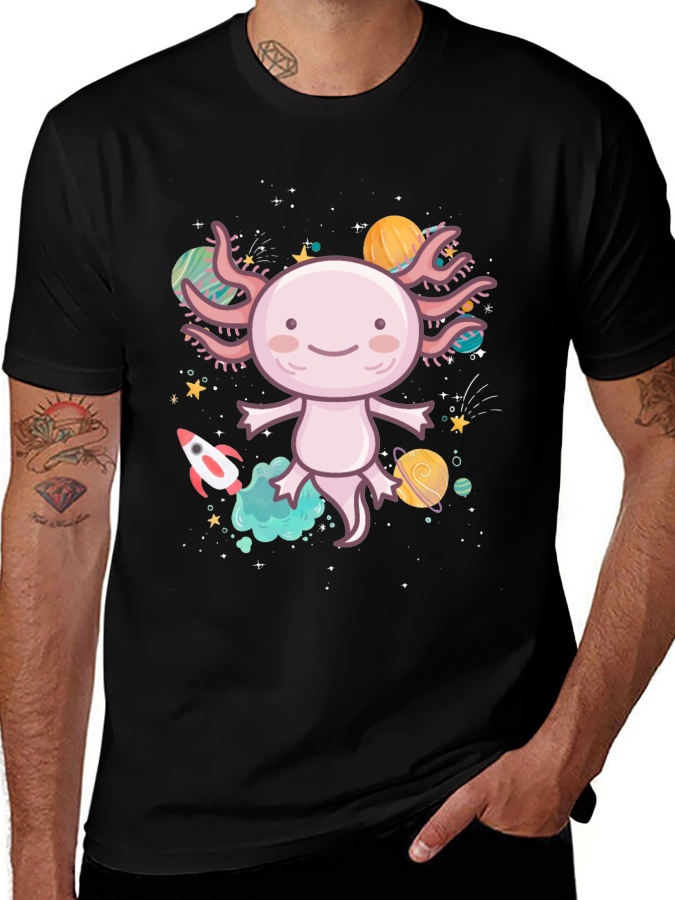 Variant 29 of Axolotl Space T-Shirt - Cute & Stylish Design