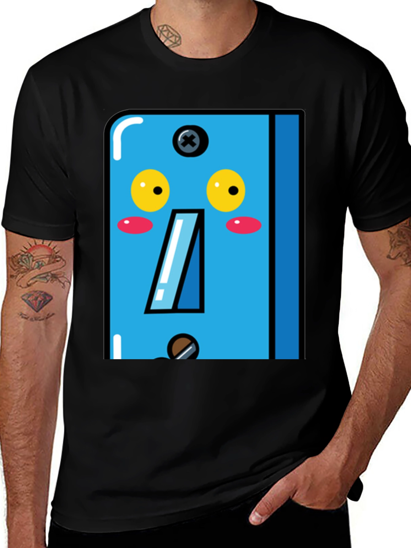 Cute Light Switch Cartoon Graphic T-Shirt