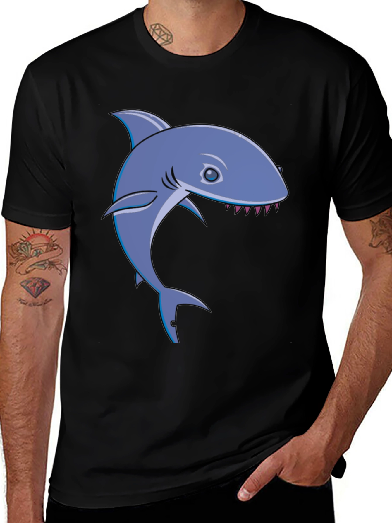 Variant 29 of Shark Graphic Print Black T-Shirt